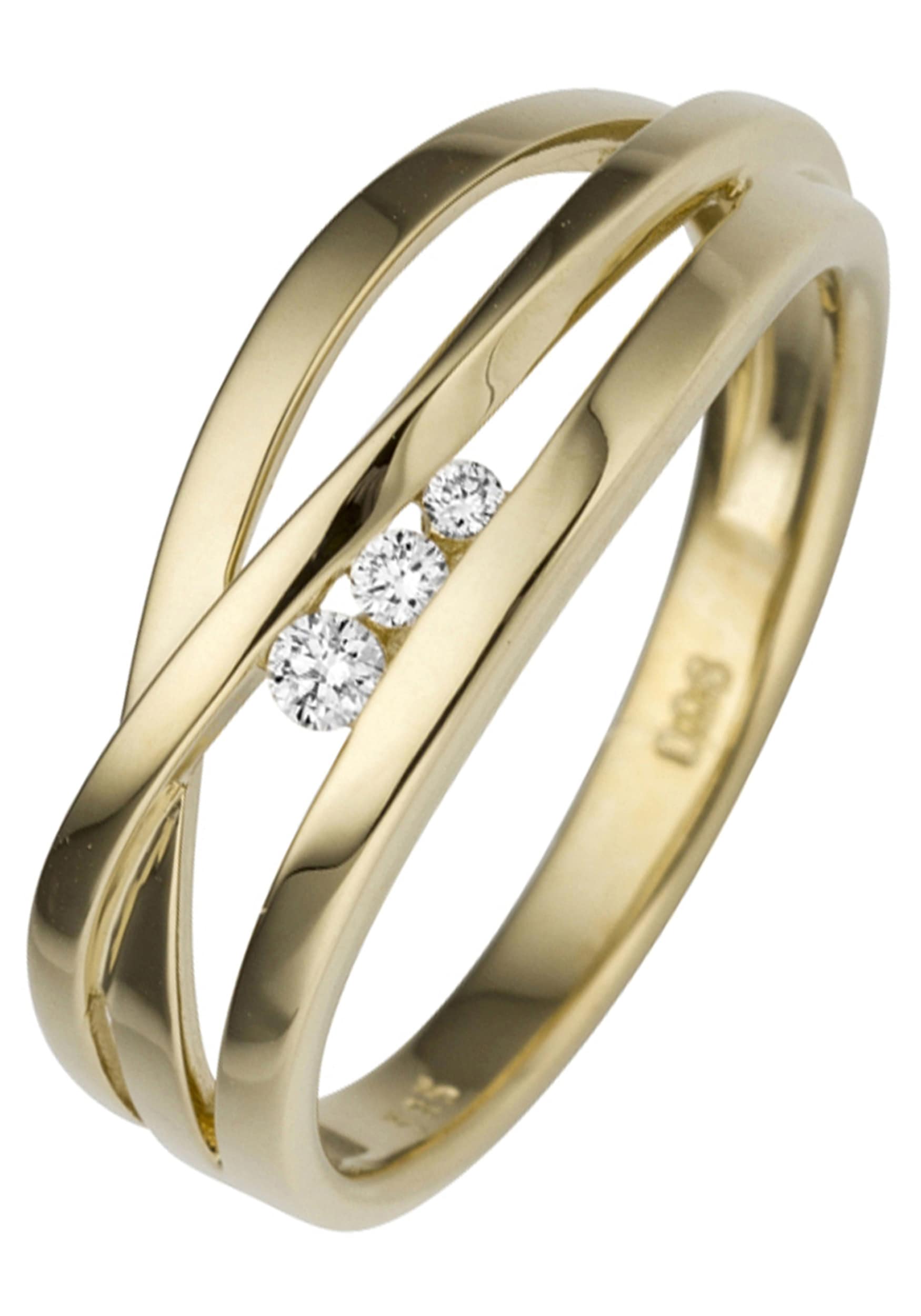 Diamanten Diamantring, bestellen Gold BAUR | JOBO 585 breit mit 3