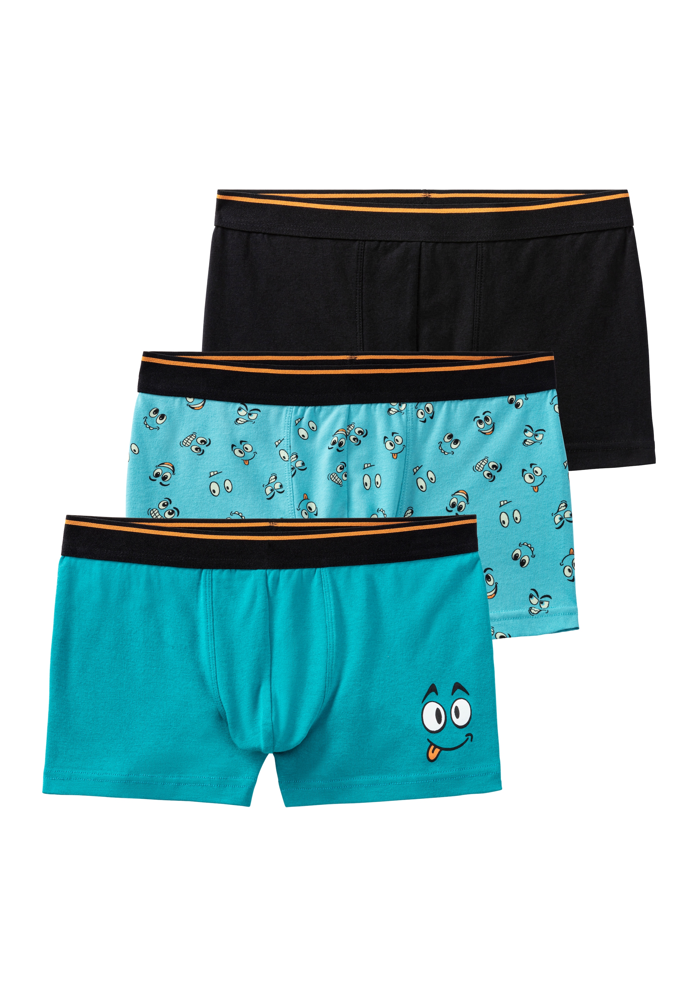 AUTHENTIC LE JOGGER Boxer "Boxershorts für Jungen" Packung, 3 Stk. unifarben und bedruckt, mit Smileyprint, Baumwollmischung