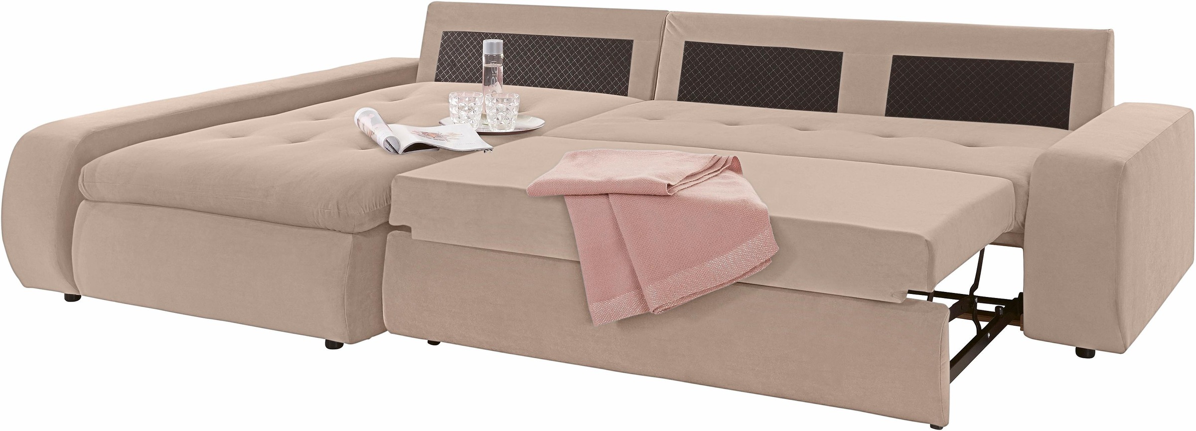 TRENDMANUFAKTUR Ecksofa »Indie II, tolle Detailverarbeitung, bequem und komfortabel im Sitz«, XL und XXL, wahlweise mit Bettfunktion, L-Form