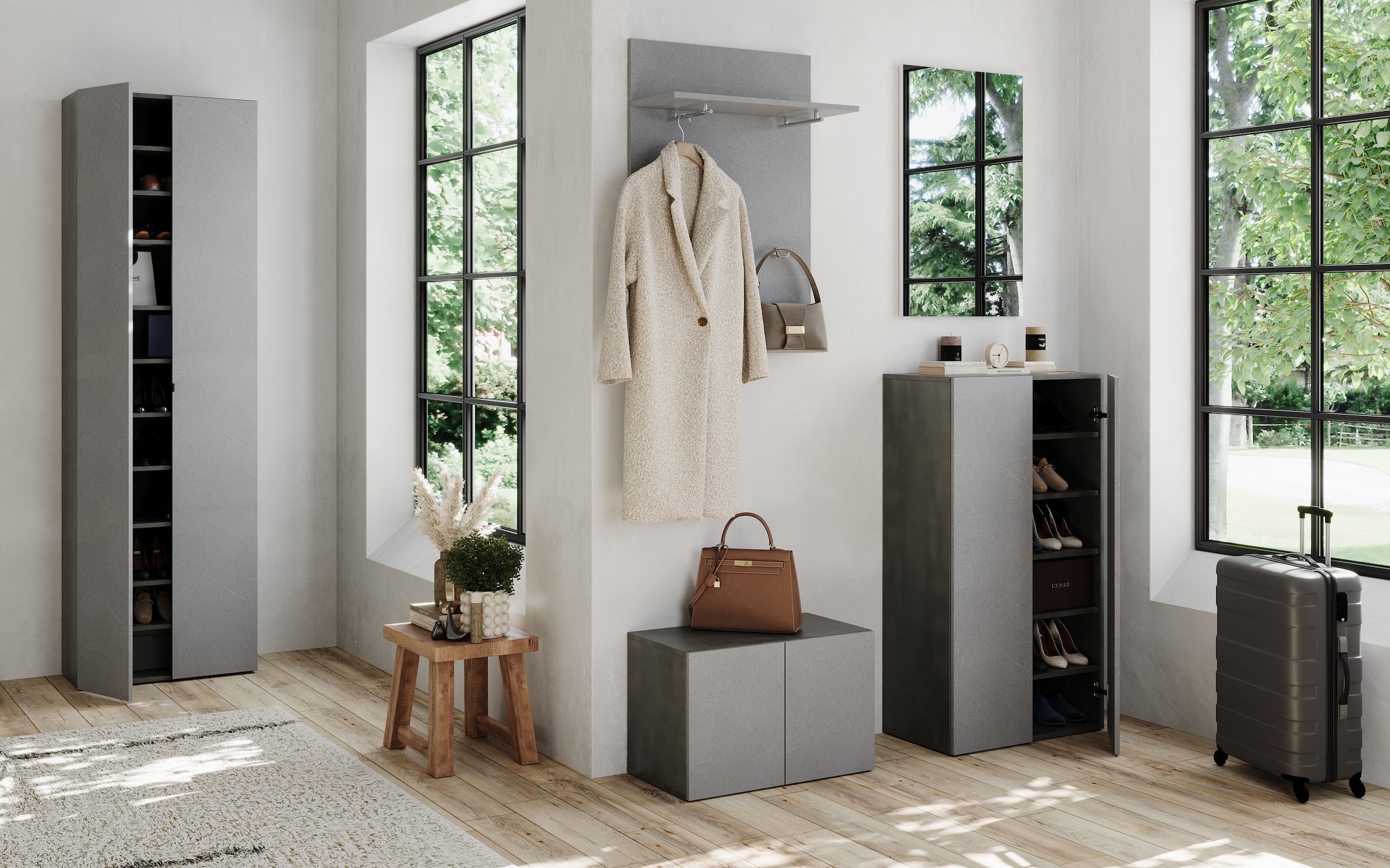 INOSIGN Schuhschrank »Pratiko Breite 63 cm, Höhe 114 cm, Schuhregal mit 6 Ebenen,«, Schuhkommode, 2 Türen, Platz für bis zu 15 Paar Schuhe