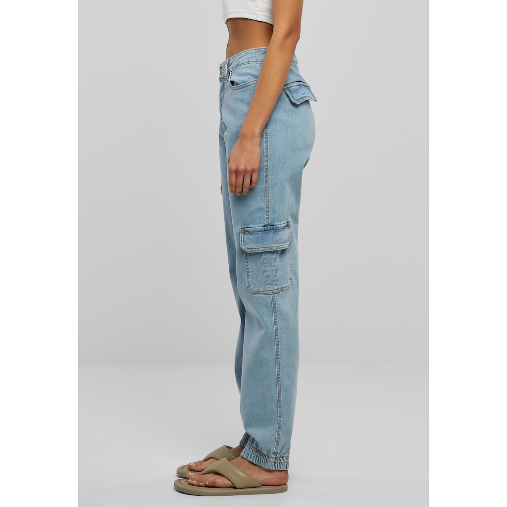 URBAN CLASSICS Stoffhose »Urban Classics Damen Ladies Organic Stretch Denim Cargo Pants«, (1 tlg.)