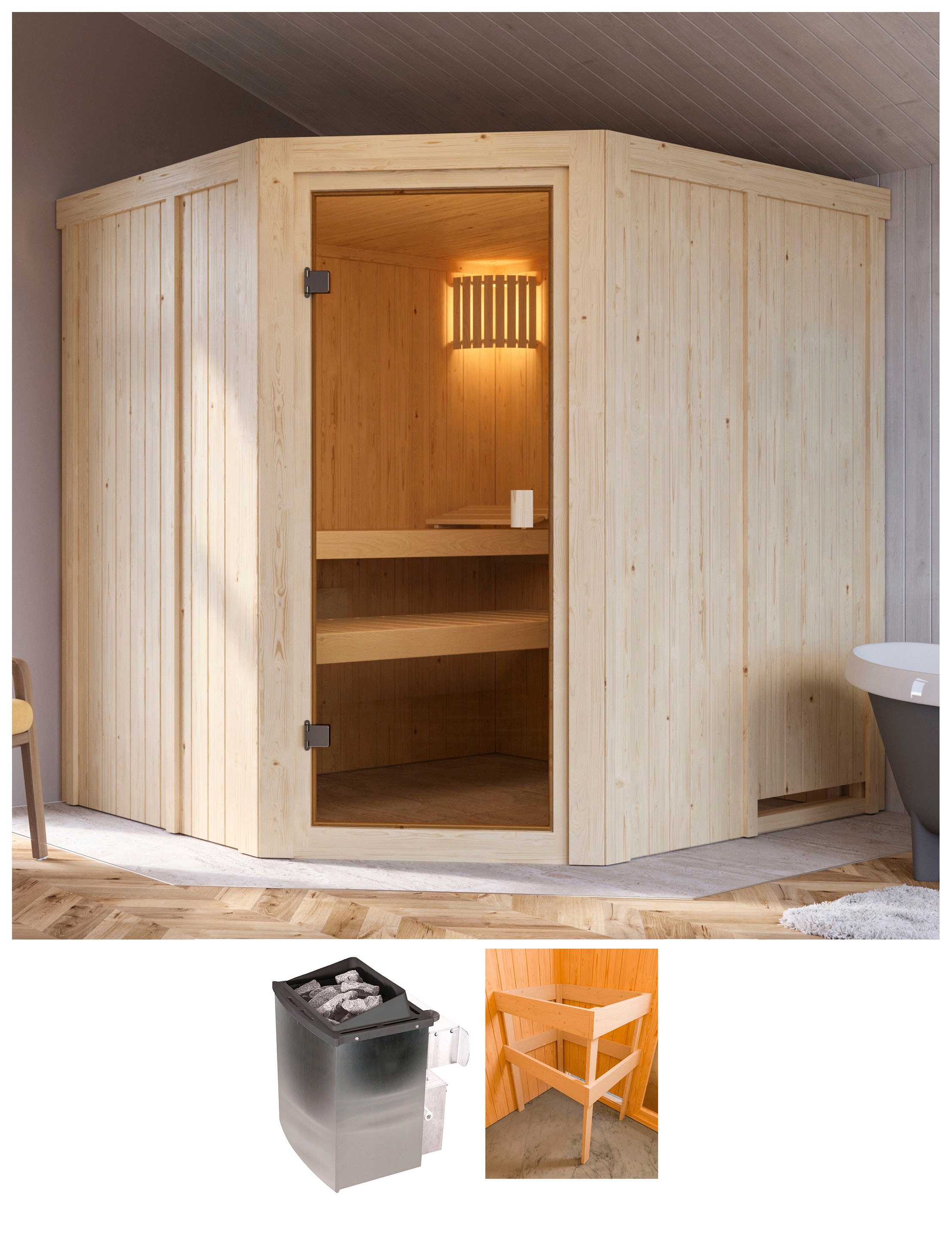 Karibu Sauna "Bodo" Ofen 9 kW integr. Strg
