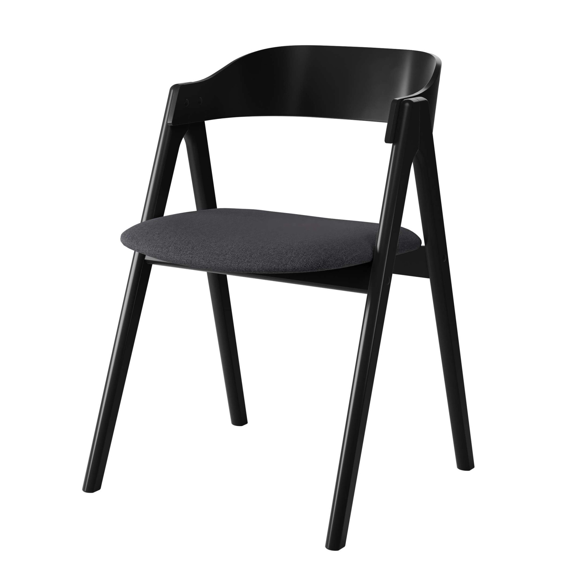 Stuhl HAMMEL FURNITURE "Mette by Hammel", , schwarz, schwarz, grau, B:52cm H:75cm T:54cm, Massivholz, Stoff, Stühle, Stuhl, Massivholz, gepolsterte Sitzfläche, versch. Farbvarianten