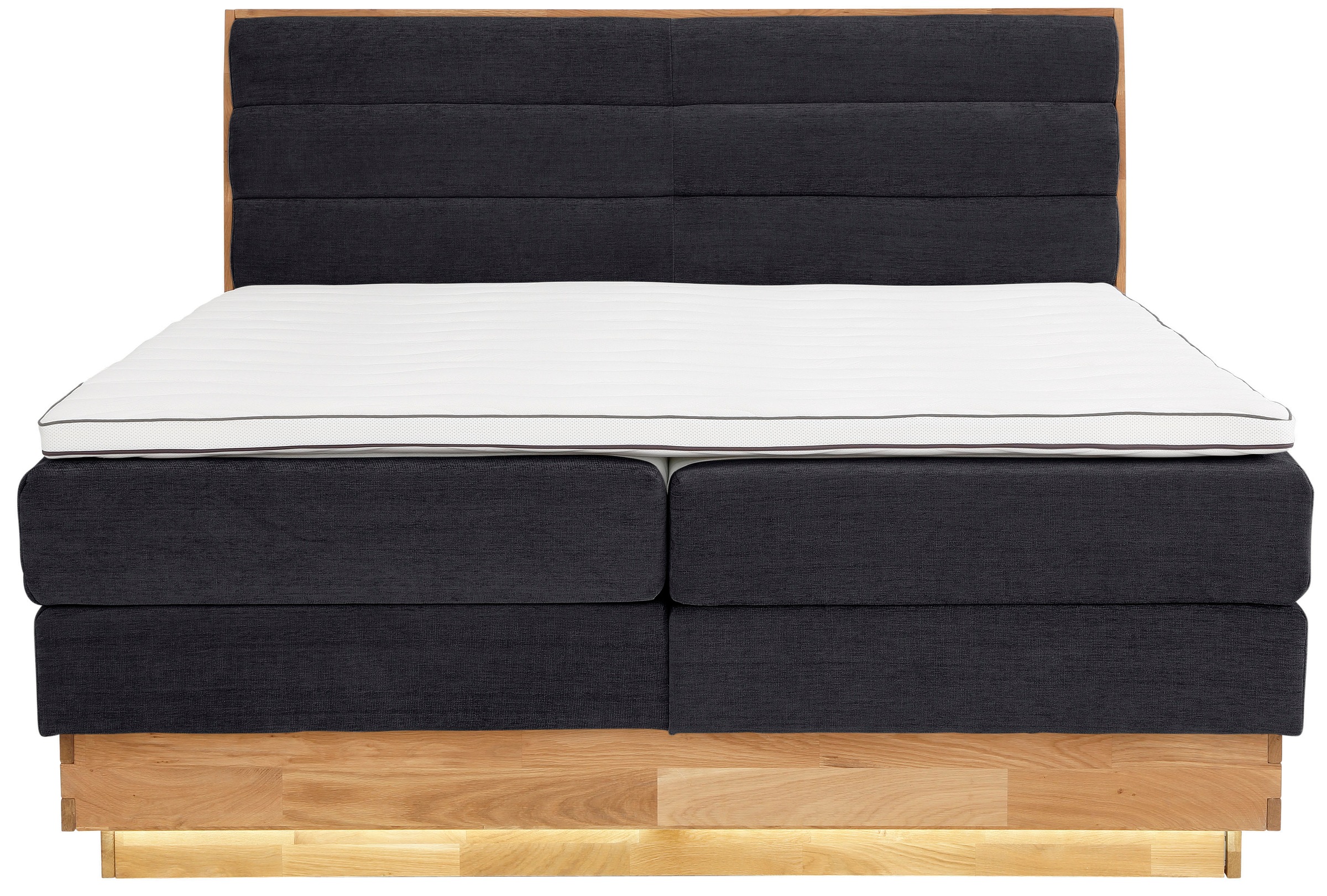OTTO products Boxspringbett, LED-Beleuchtung, mit zertifizierten, recycelten Bezugsstoffen