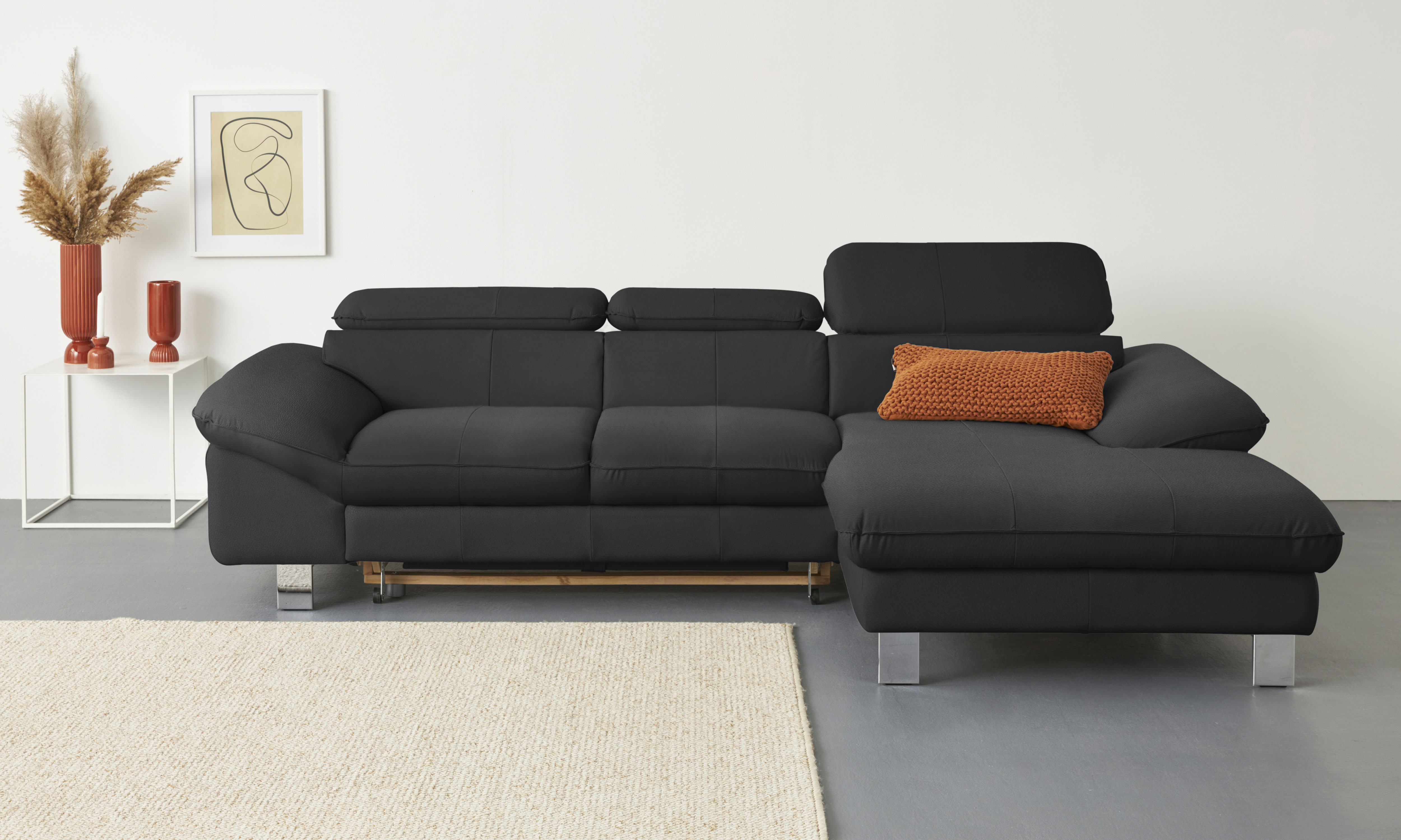 COTTA Ecksofa "Driver L-Form, B:268 cm, moderne Couch mit Wellenunterfederung" Kopfteilverstellung, optional Schlaffunktion & Bettkasten