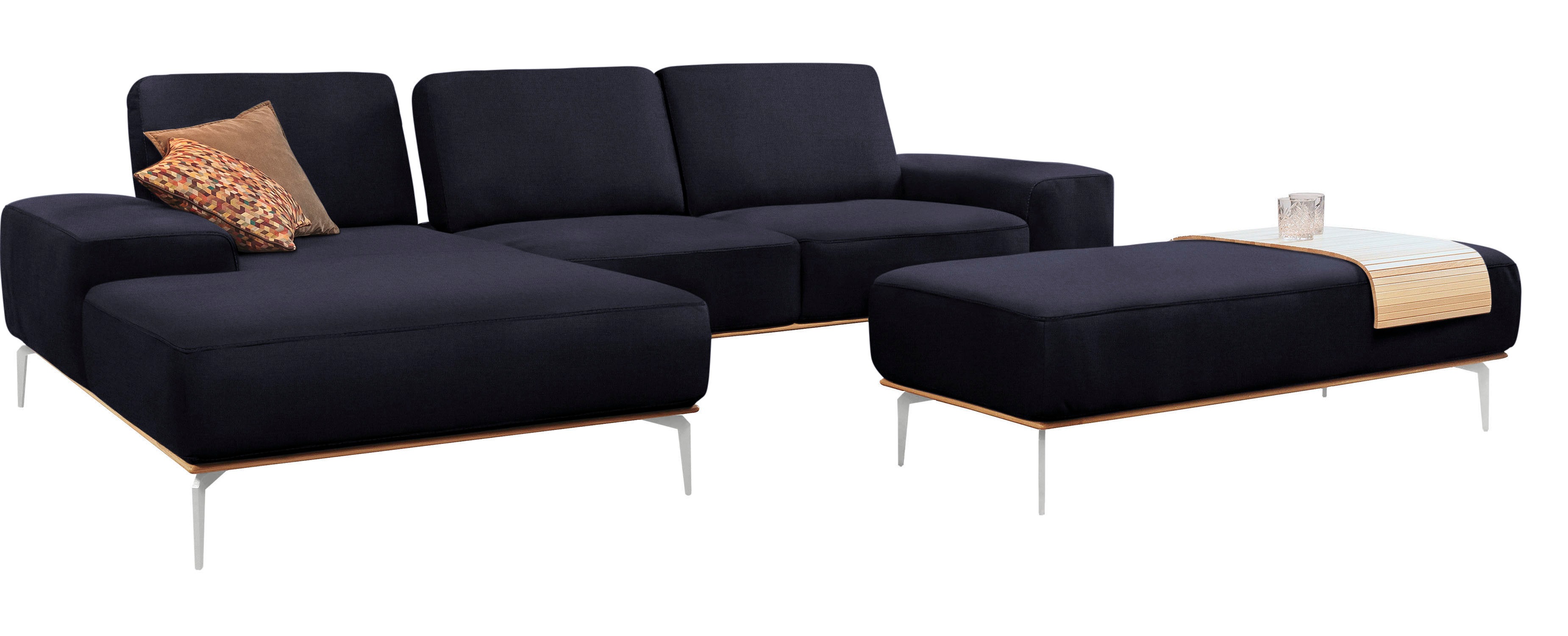 Thumbnail - W.SCHILLIG Ecksofa "run, Designsofa mit tollem Sitzkomfort, bequem, L-Form", mit elegantem Holzsockel, Füße in Chrom glä...