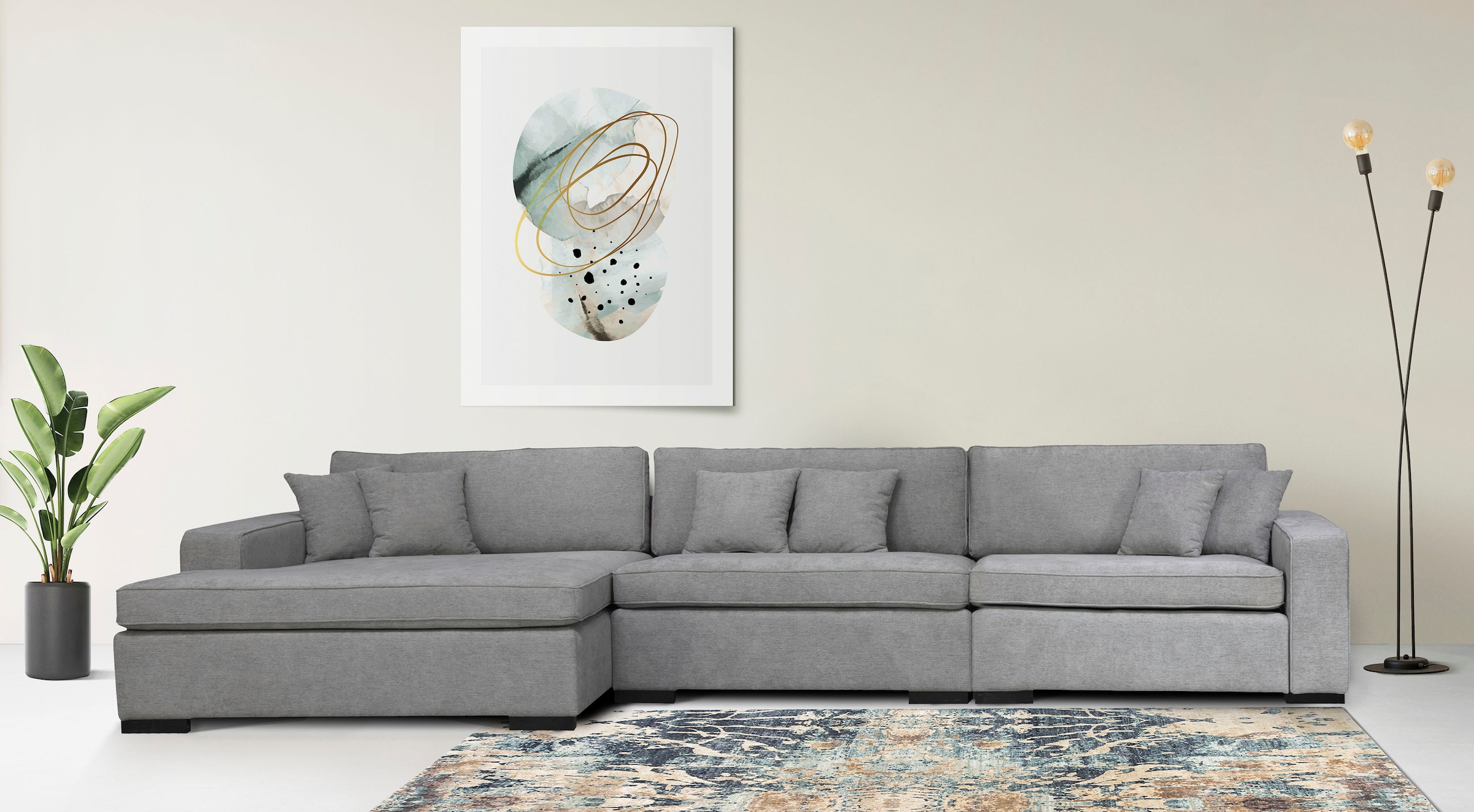 Home affaire Ottomane "Skara L-Form", Lounge-Sofa mit Federkernpolsterung, günstig online kaufen