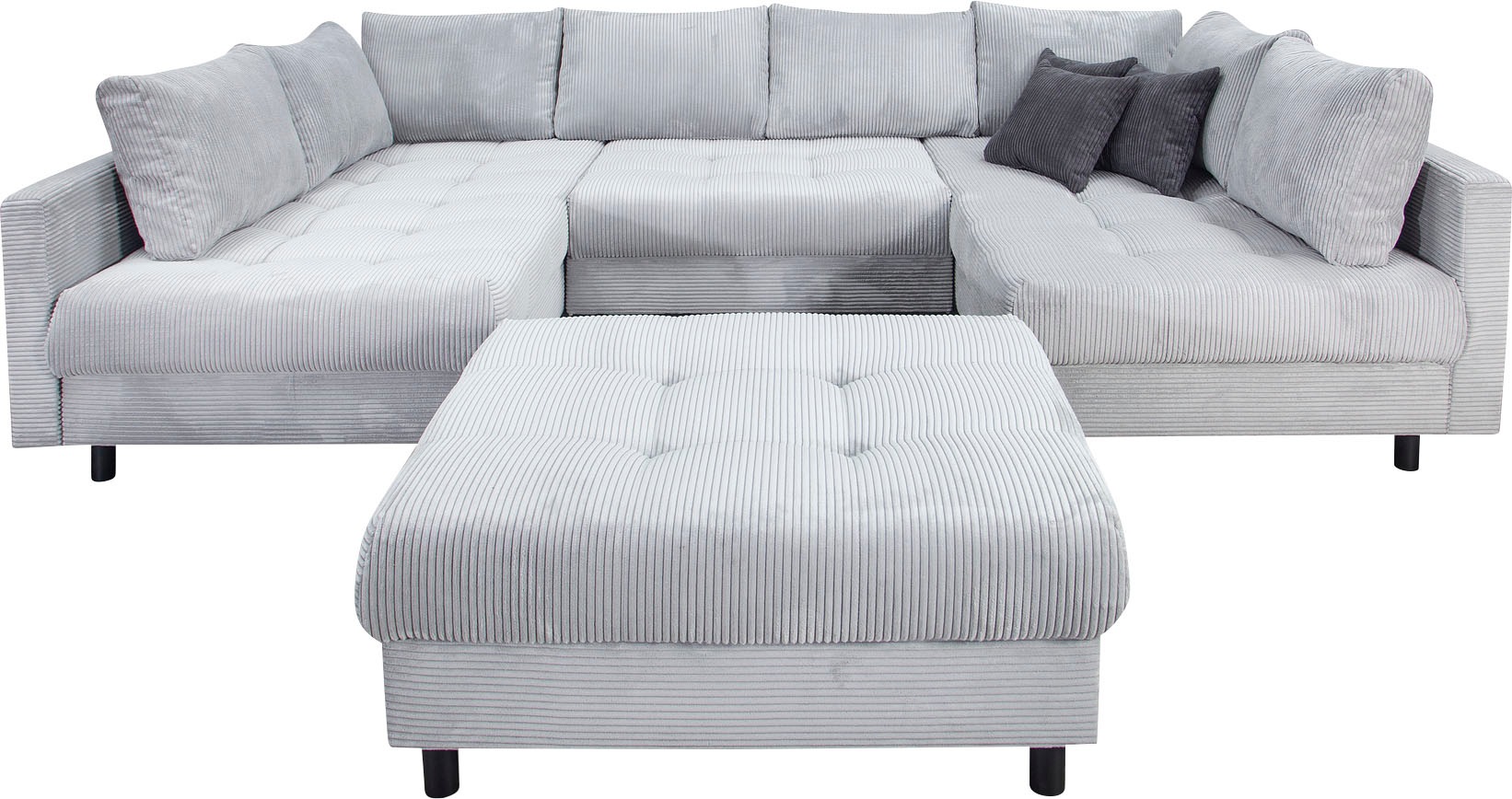 COLLECTION AB Wohnlandschaft "Toni U-Form, B: 298 cm" mit Hocker & 3 Zierki günstig online kaufen
