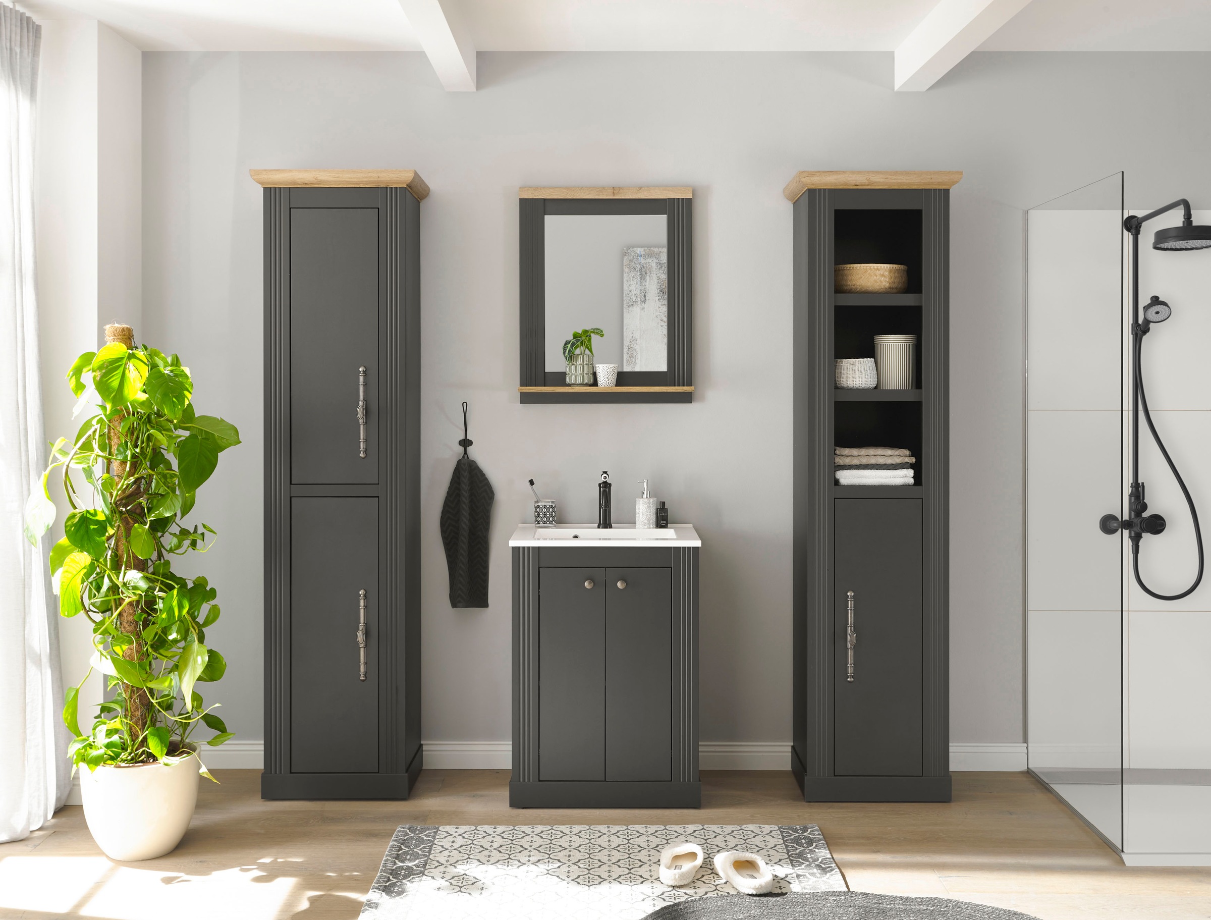 Home affaire Badmöbel-Set "WESTMINSTER, Bad im Landhausstil, 4-teiliges Bad günstig online kaufen