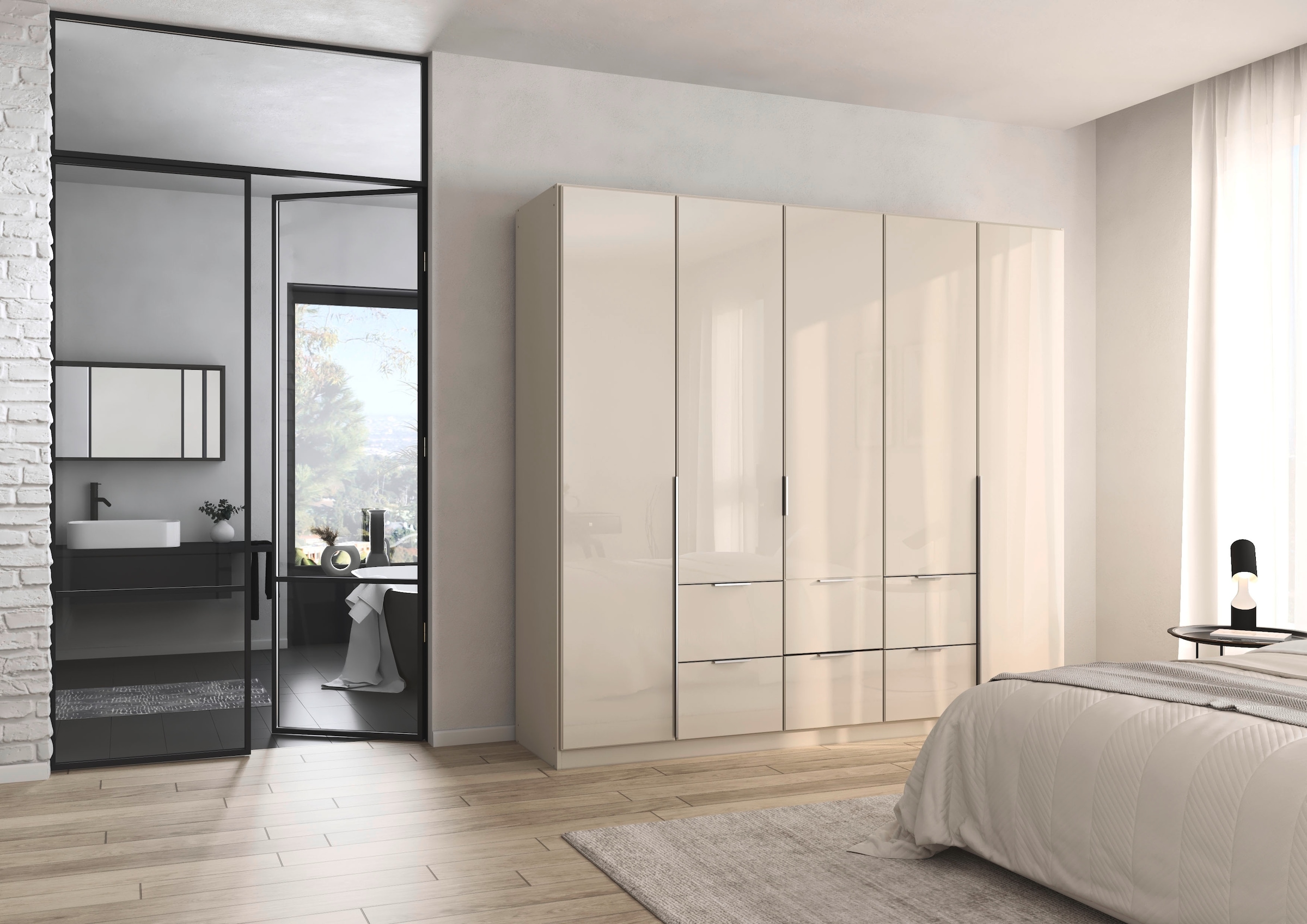 rauch Drehtürenschrank »Kleiderschrank Kleiderschränke Schrank Garderobe AGORDO mit Glasfront«, mit Außenschubkästen, in 6 Breiten und 2 Höhen MADE IN GERMANY