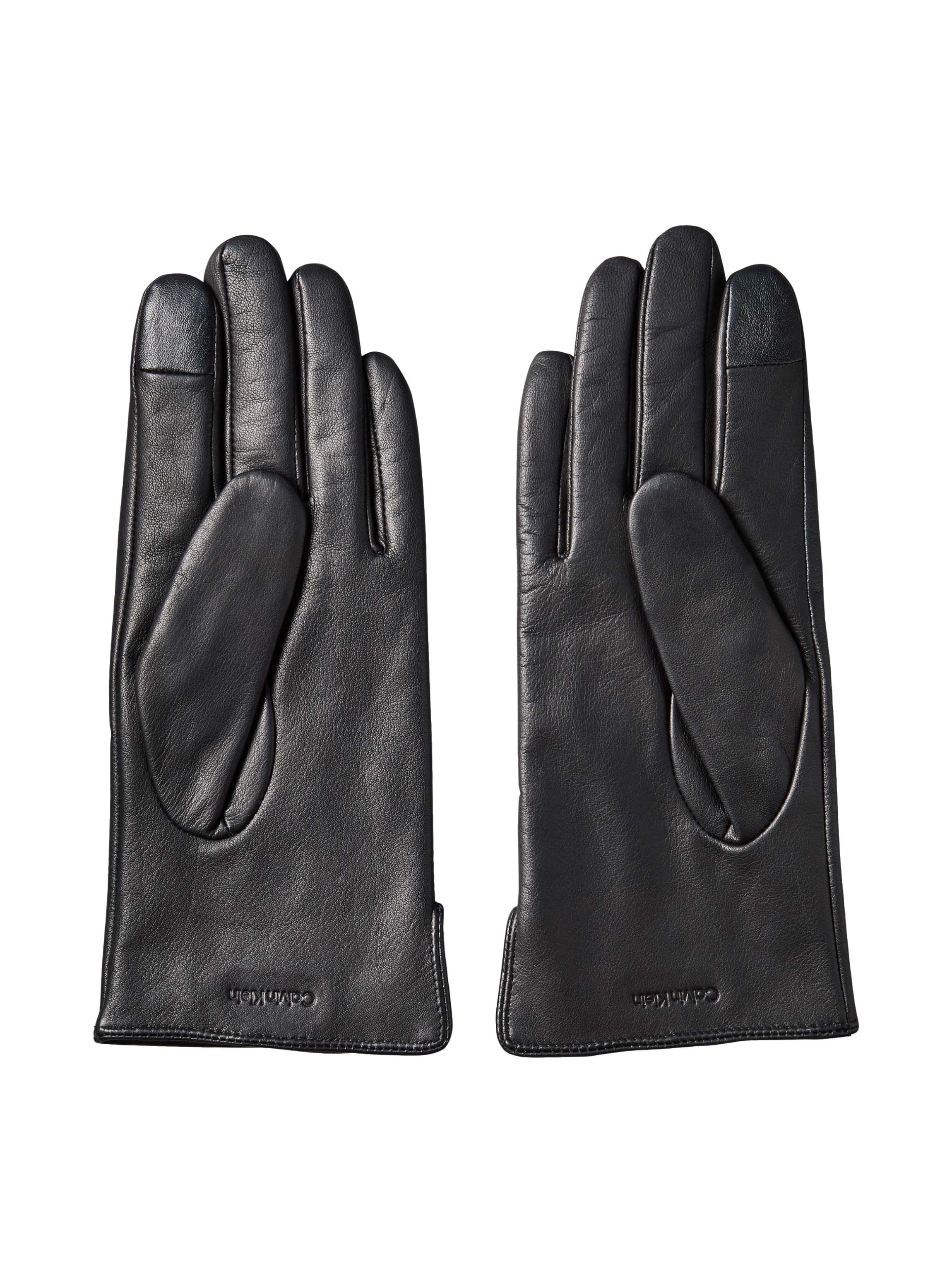 Calvin Klein Lederhandschuhe »METAL CK LEATHER GLOVES« aus Schaf-Nappaleder