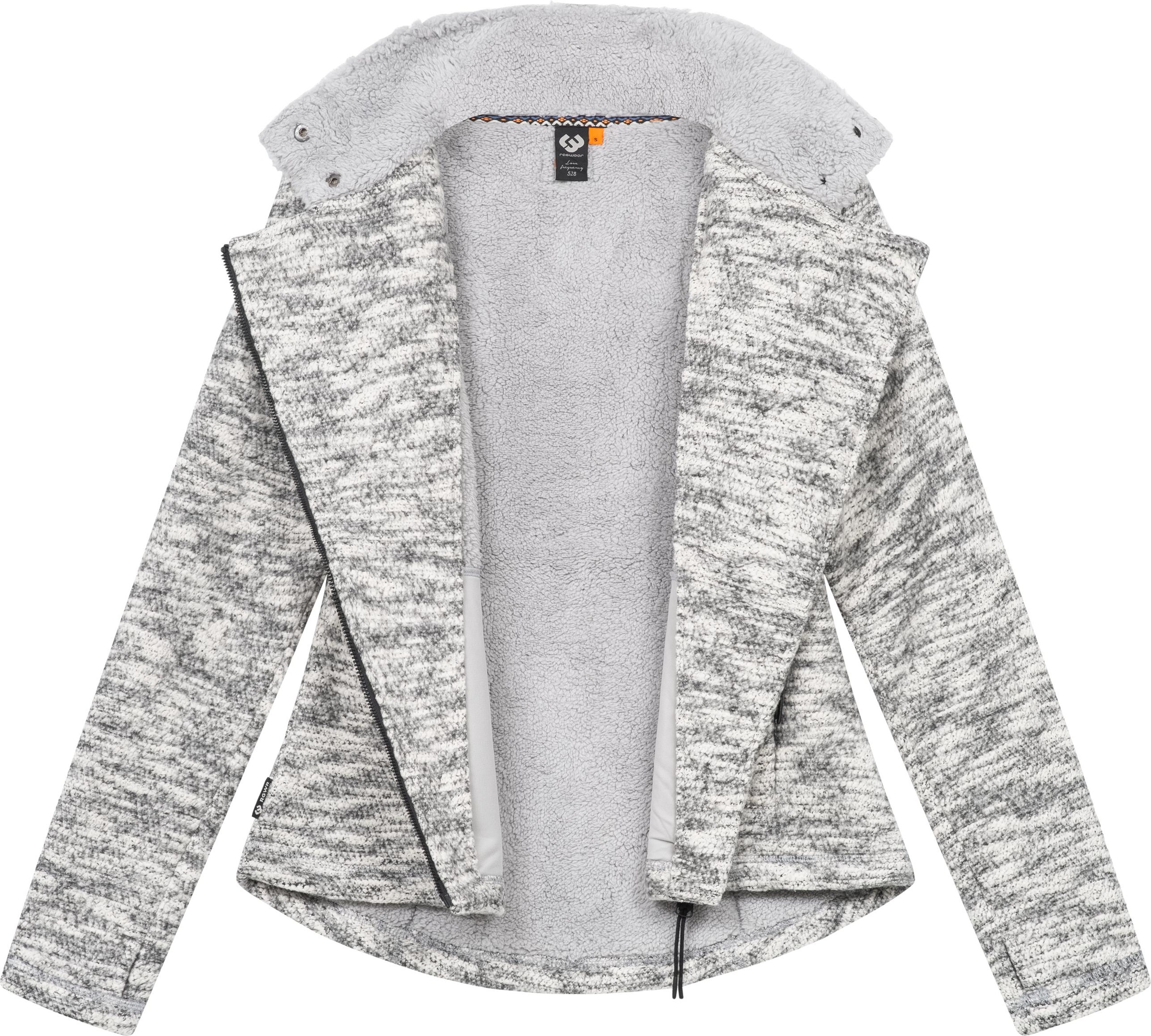 Ragwear Strickfleecejacke »Saskie Melange«, ohne Kapuze, Grob gestrickte Damen-Jacke mit Teddyfell-Futter
