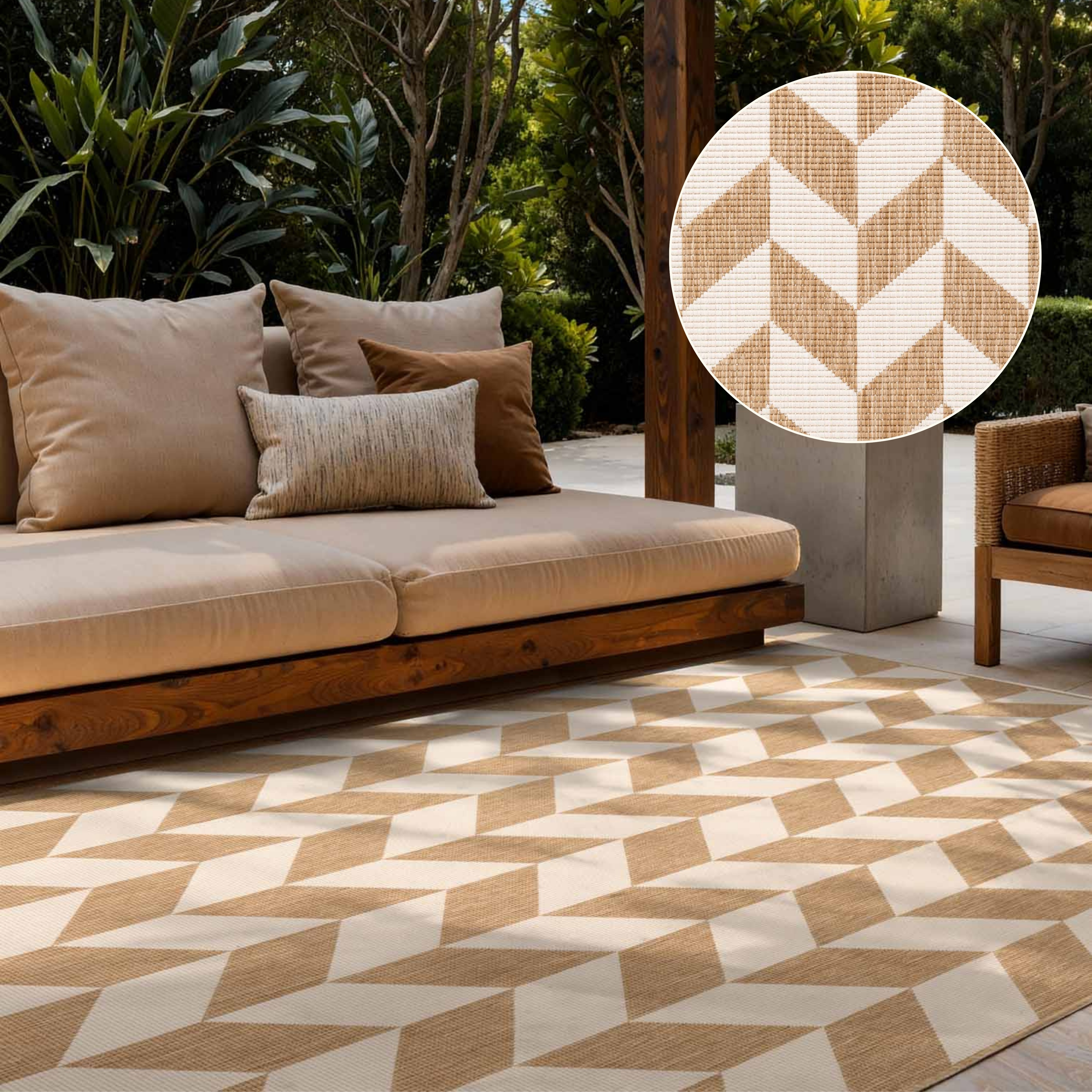 Ted Baker 1100000002199 "Terrick, Wendeteppich" rechteckig 8 mm Höhe Designteppich, Wetterfest, Pflegeleicht, Modern, Wohnzimmer, Terrasse