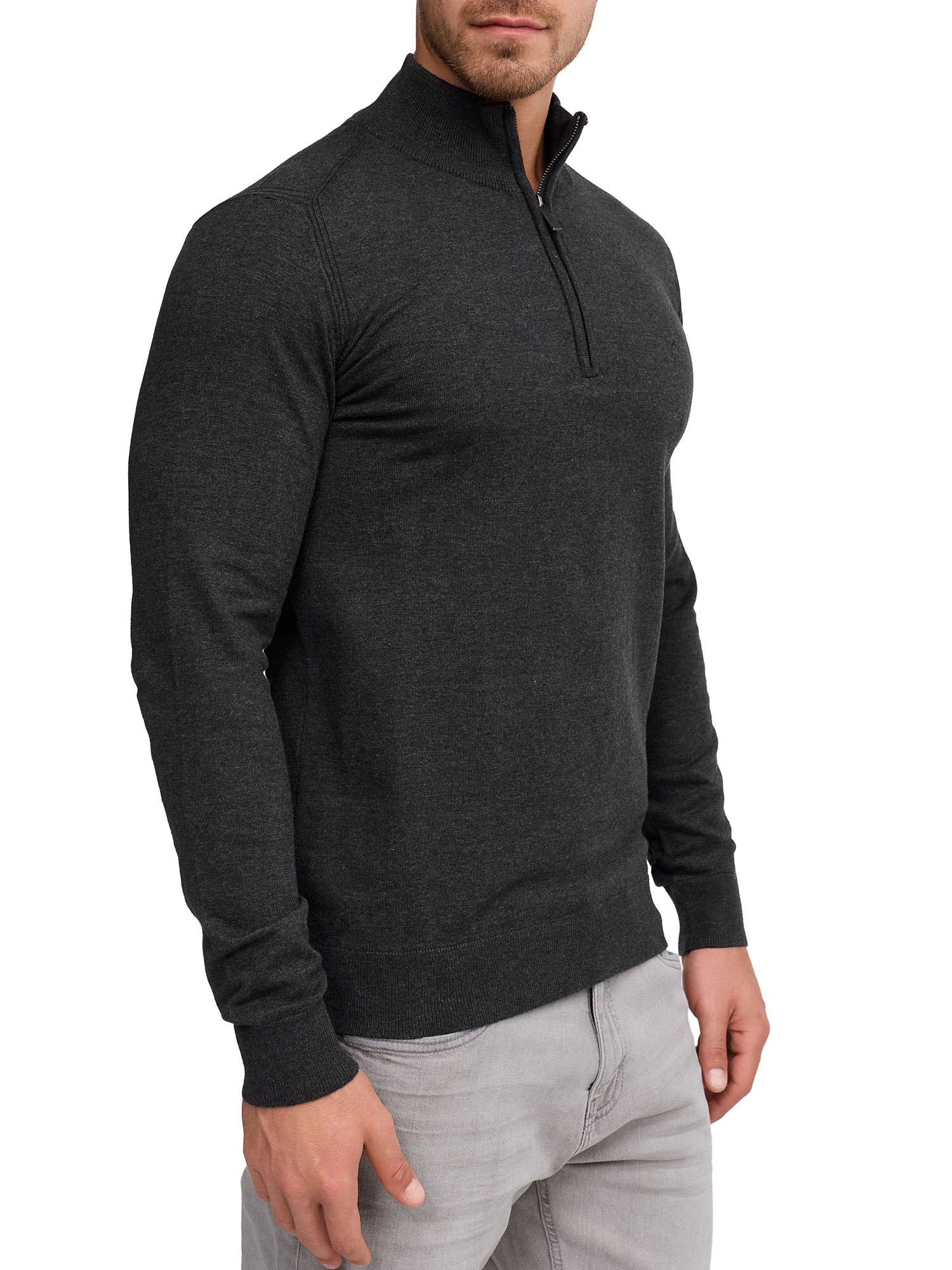 Indicode Lillamos Men's Knit Troyer Charcoal Size S 3