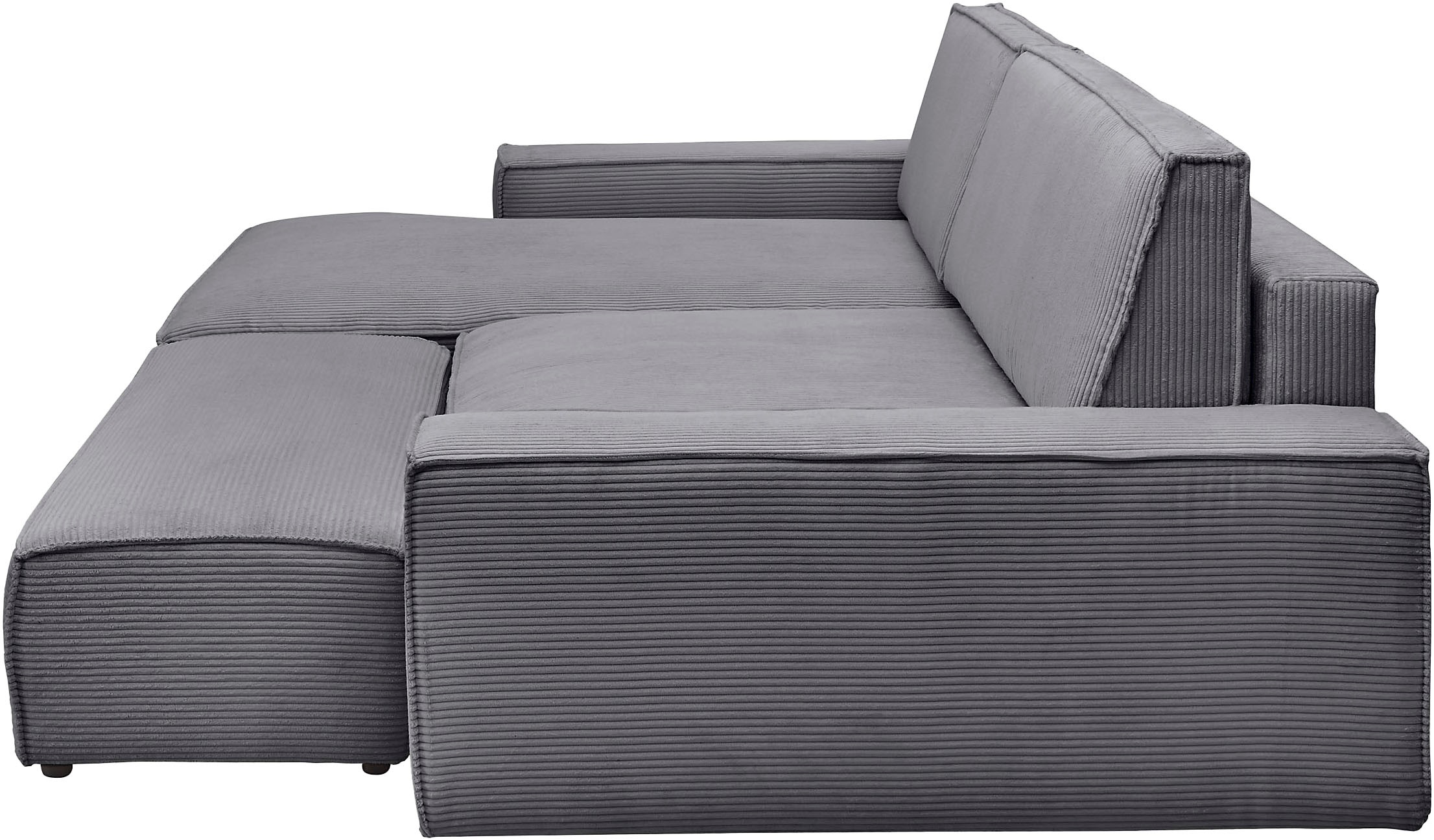 Home affaire Polsterecke »NEU: SHERWOOD XXL tief, L-Form mit Schlaffunktion, Big-Sofa mit Hocker«, (Set, 2 St.), stellbar zum Schlafsofa (Krokodilverbinder), Cord, Leinenoptik