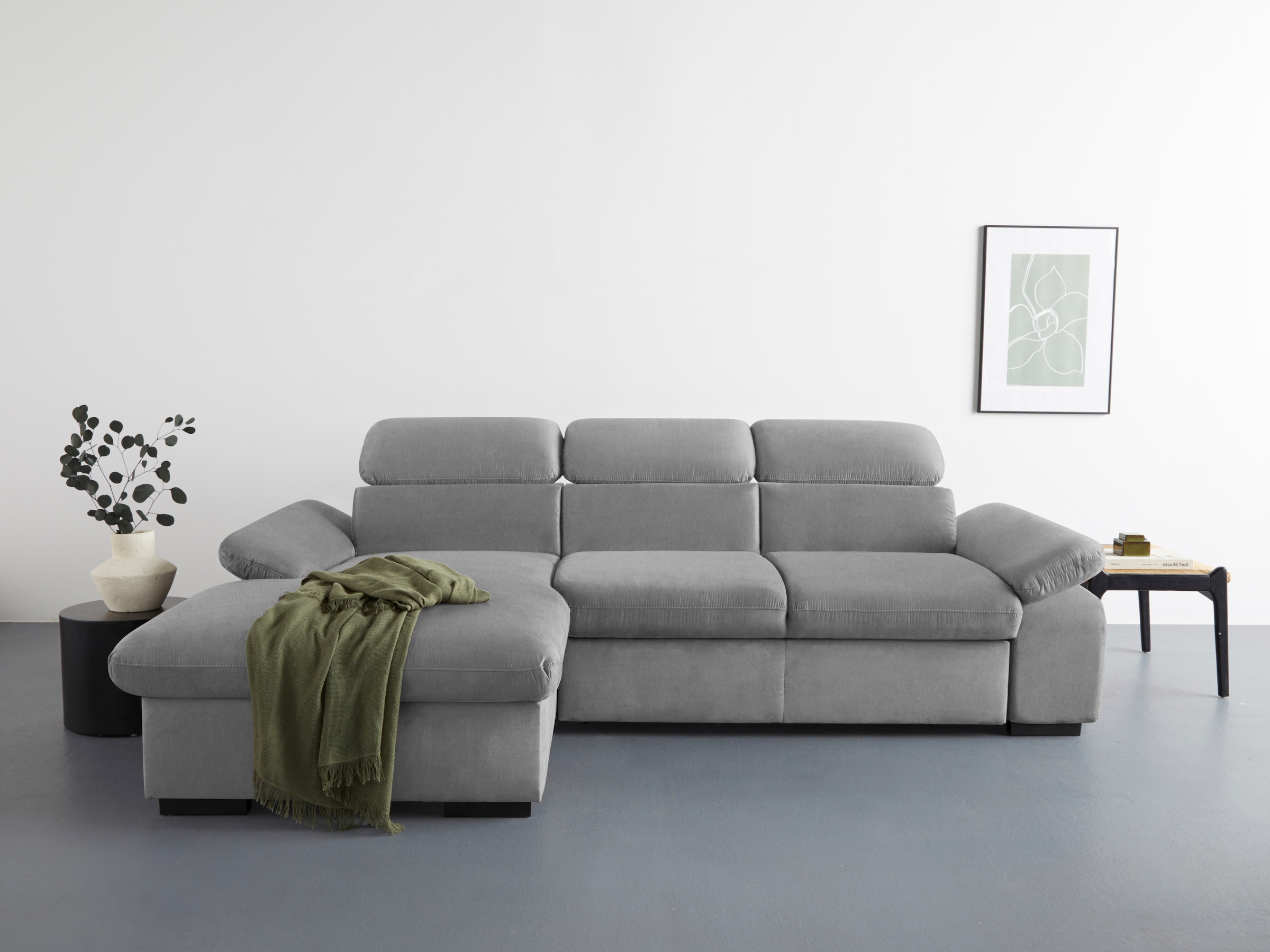 COTTA Ecksofa "Lola L-Form mit Kopfteilfunktion & Hocker" wahlweise mit Bet günstig online kaufen