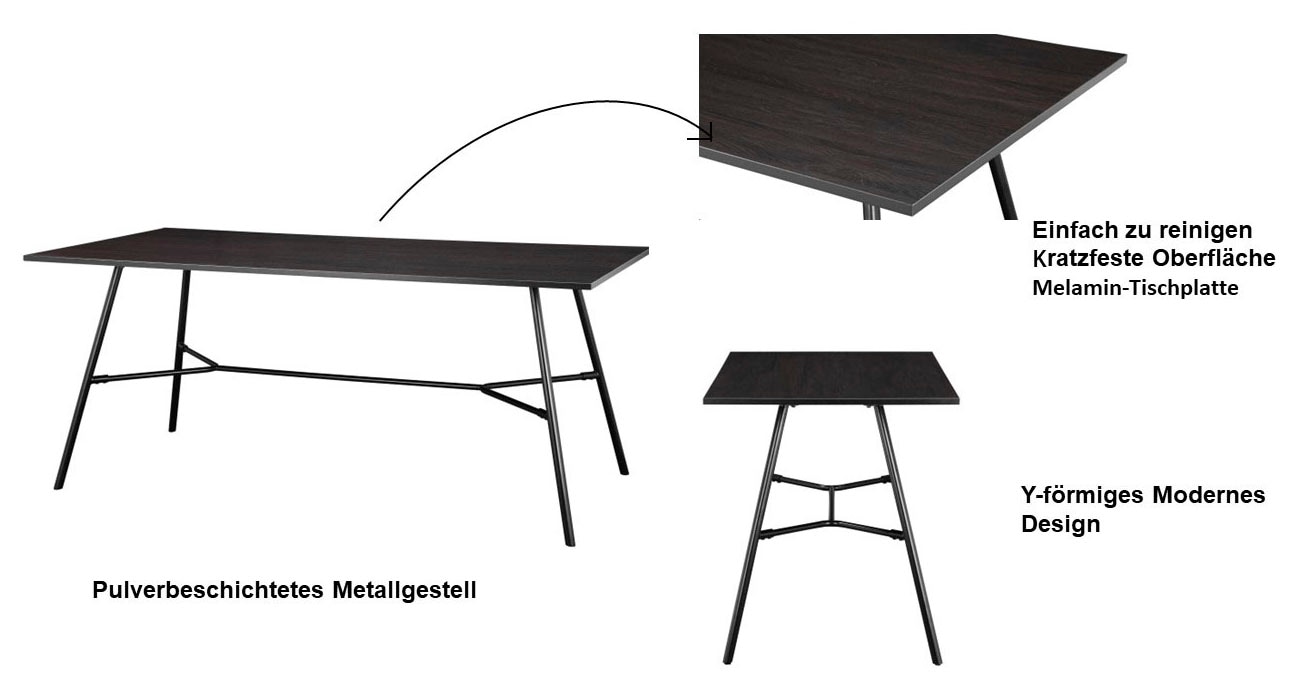 INOSIGN Esstisch »Cannington«, (Tisch, Küchentisch, Auszugstisch, TOPSELLER!), Metall Gestell, Tischplatte aus MDF