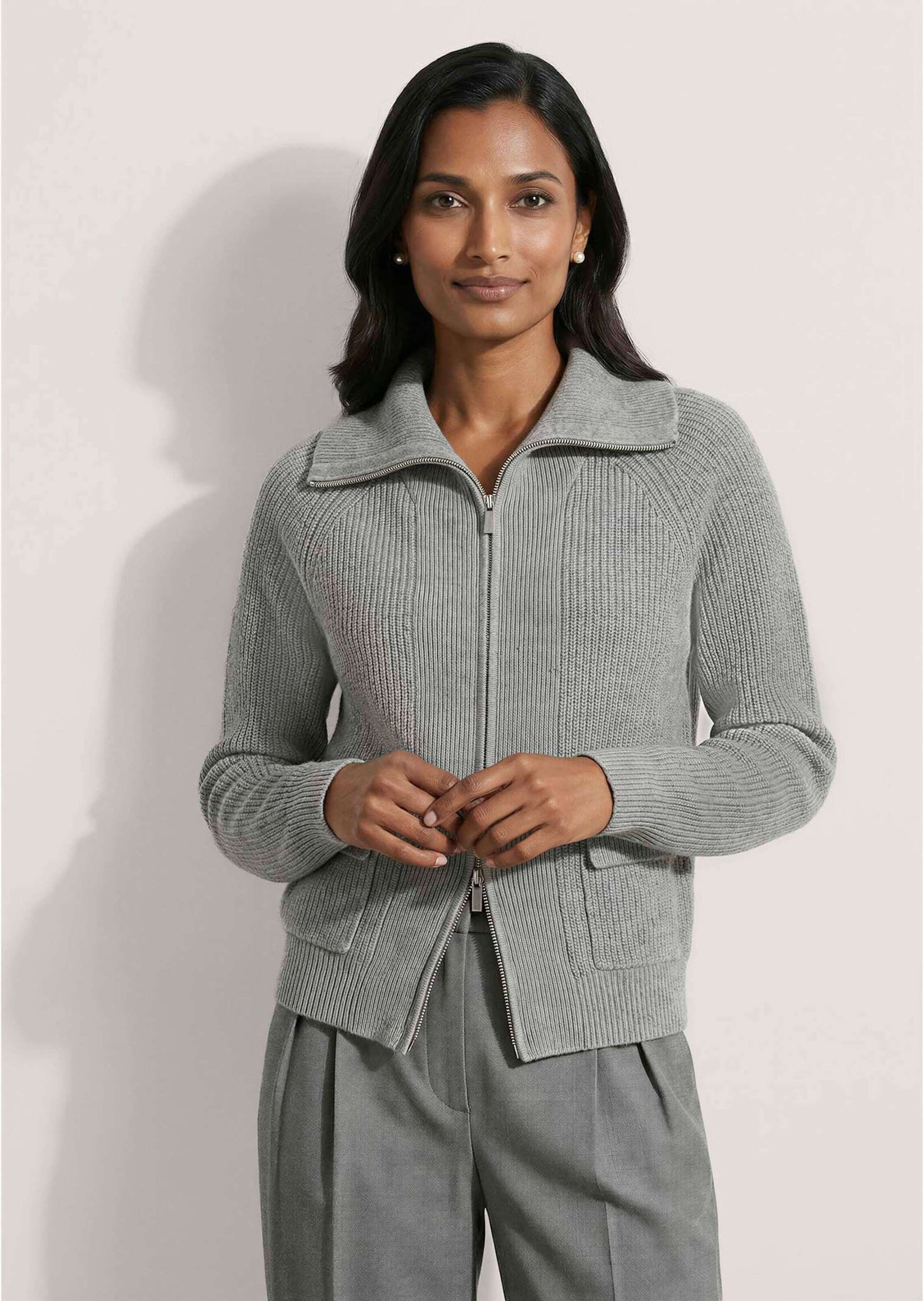 MADELEINE Strickjacke »Strickjacke Blouson-Strickjacke mit 2-Wege-Zipper«