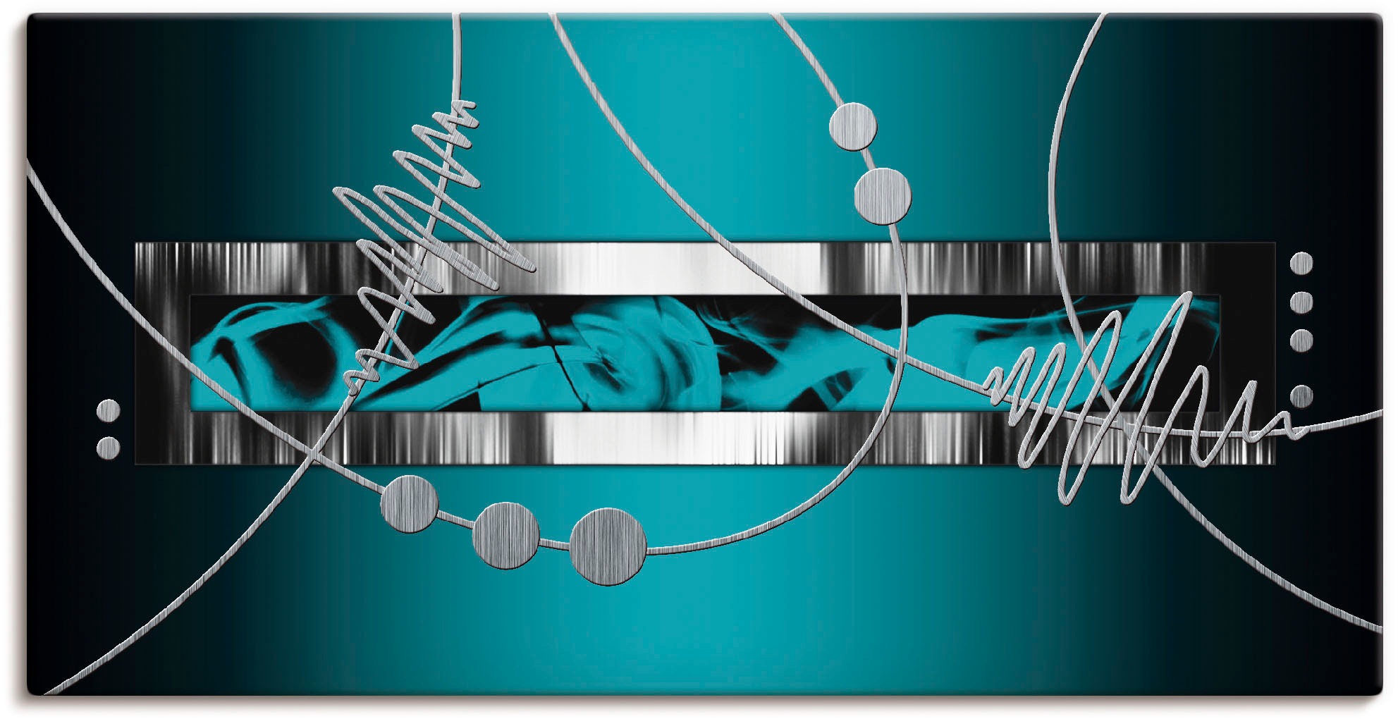 Artland Wandbild "Silber abstrakt auf petrol" Gegenstandslos 1 Stk. tlg. al günstig online kaufen