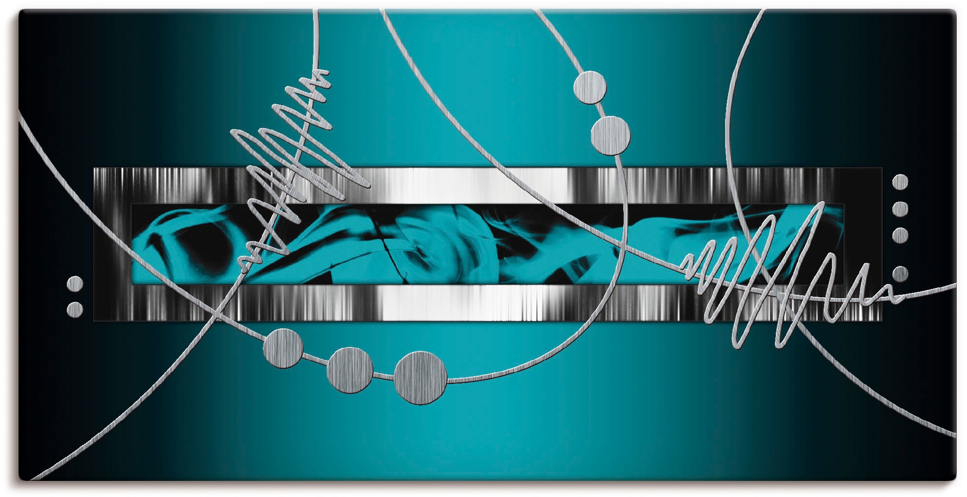 Artland Wandbild "Silber abstrakt auf petrol" Gegenstandslos 1 Stk. tlg. al günstig online kaufen