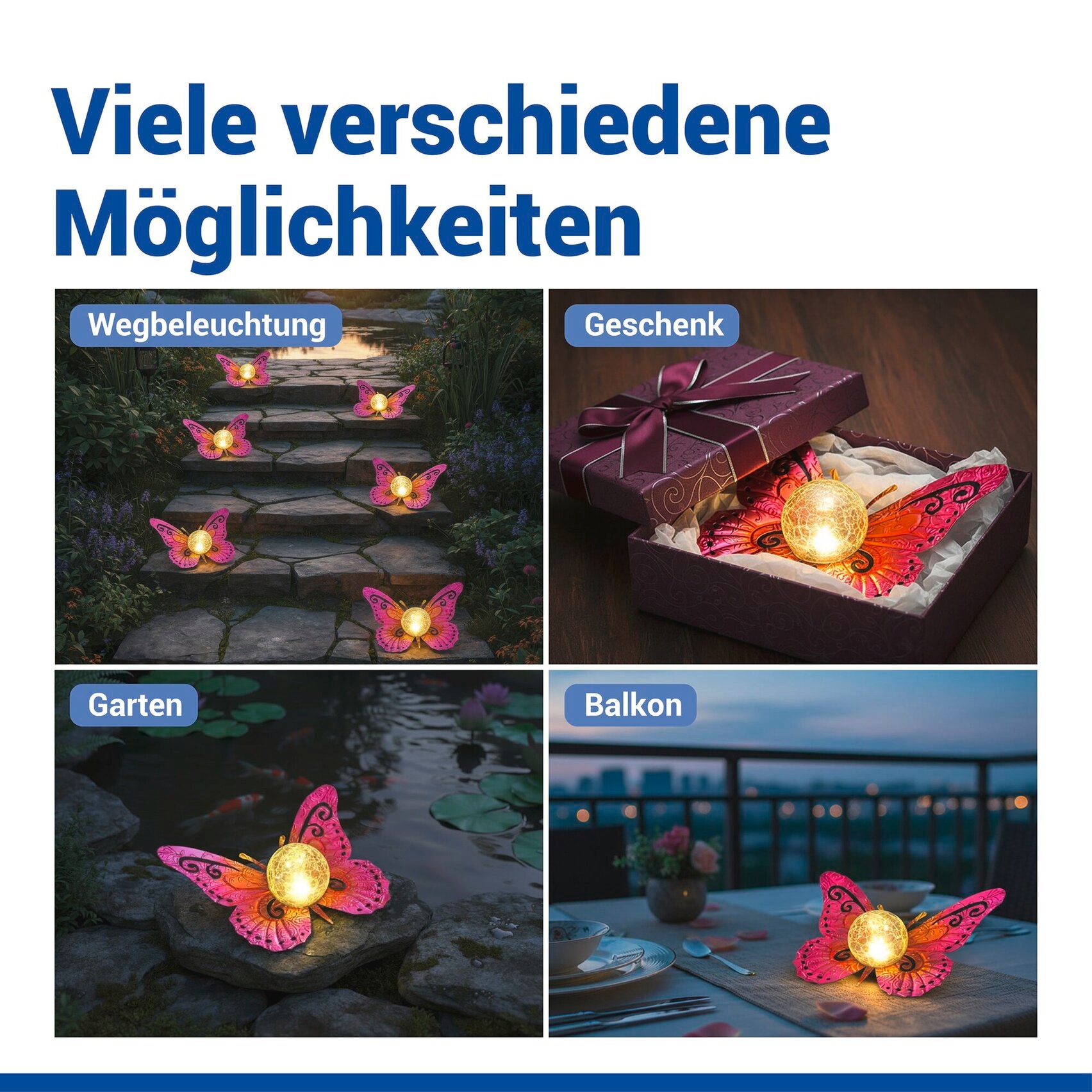 Maximex LED Gartenleuchte »Modell Schmetterling« Warmweiß dekorative Gartenbeleuchtung, solarbetrieben, witterungsbeständig