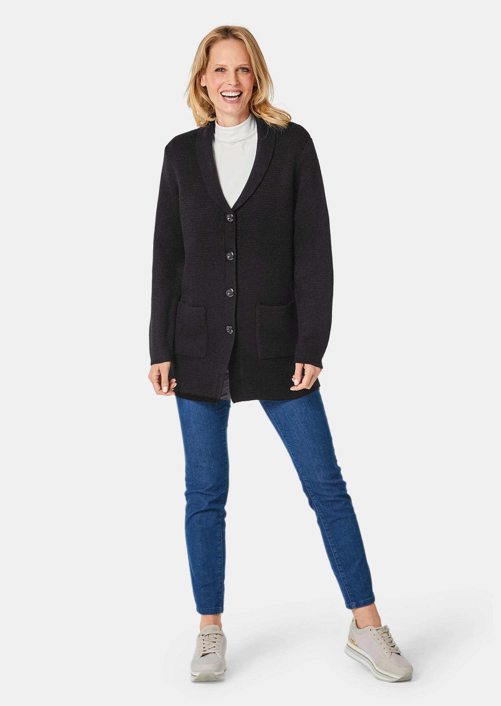 GOLDNER Strickjacke »Kurzgröße Kuschelweiche Strickjacke in kaschierender Länge« Ohne