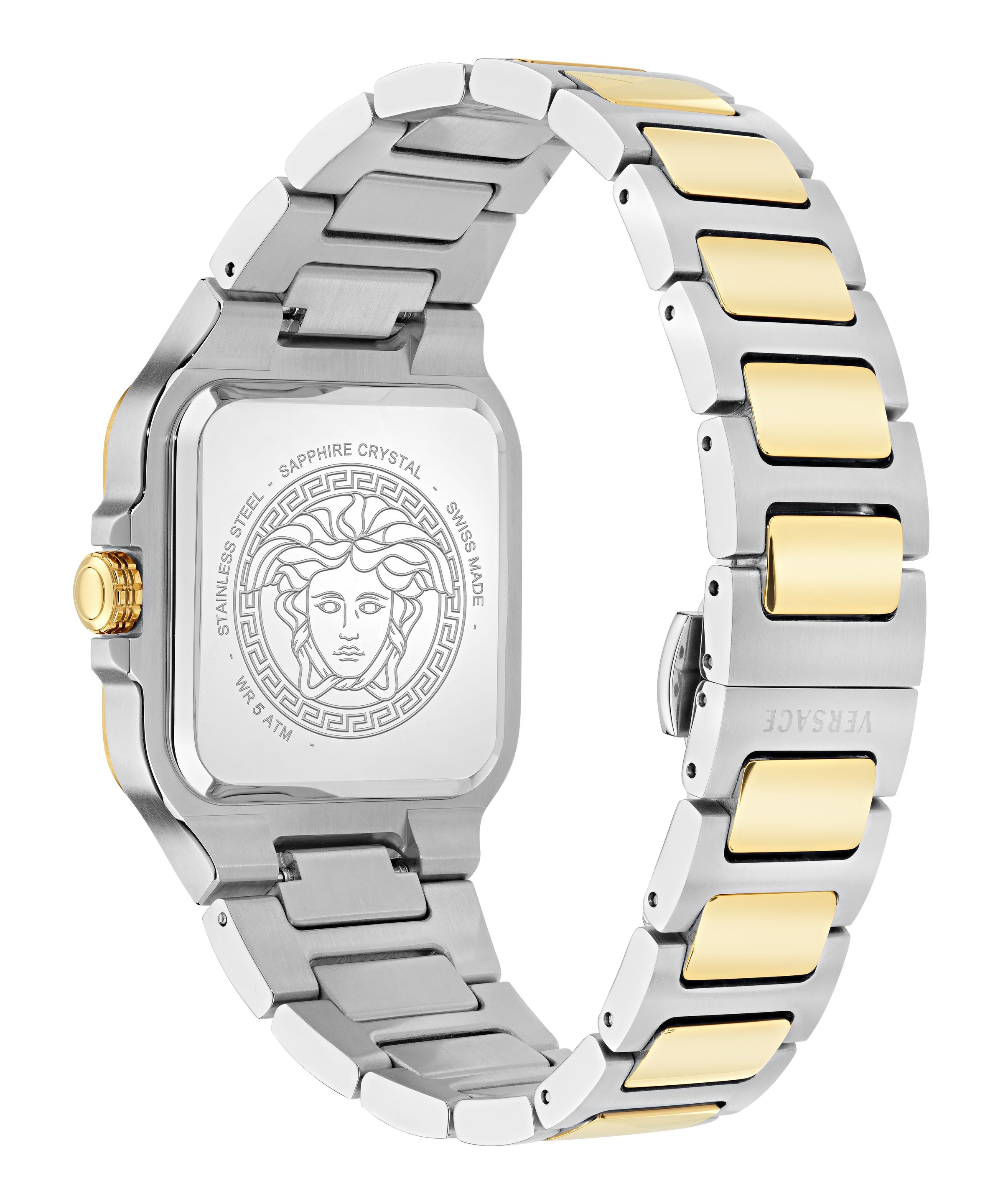 Versace Quarzuhr »GRECA EDGE GENT« Armbanduhr, Herrenuhr, Swiss Made, Edelstahlarmband, analog, Tag