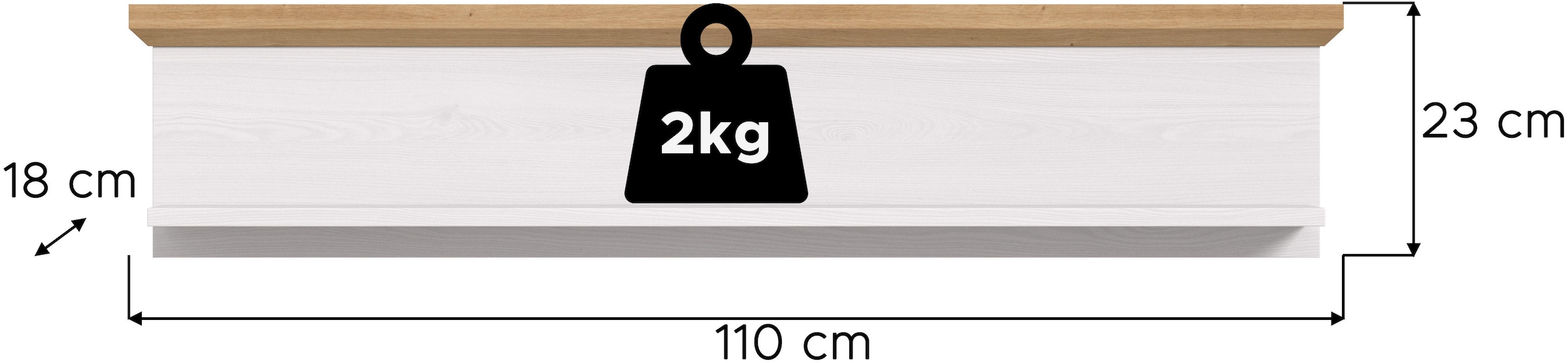 Home affaire Wandboard »Cosenza, Breite 110 cm, Wandboard«, (1 St.), Wandboad 110 cm, Wohnzimmer, Esszimmer, Wandregal