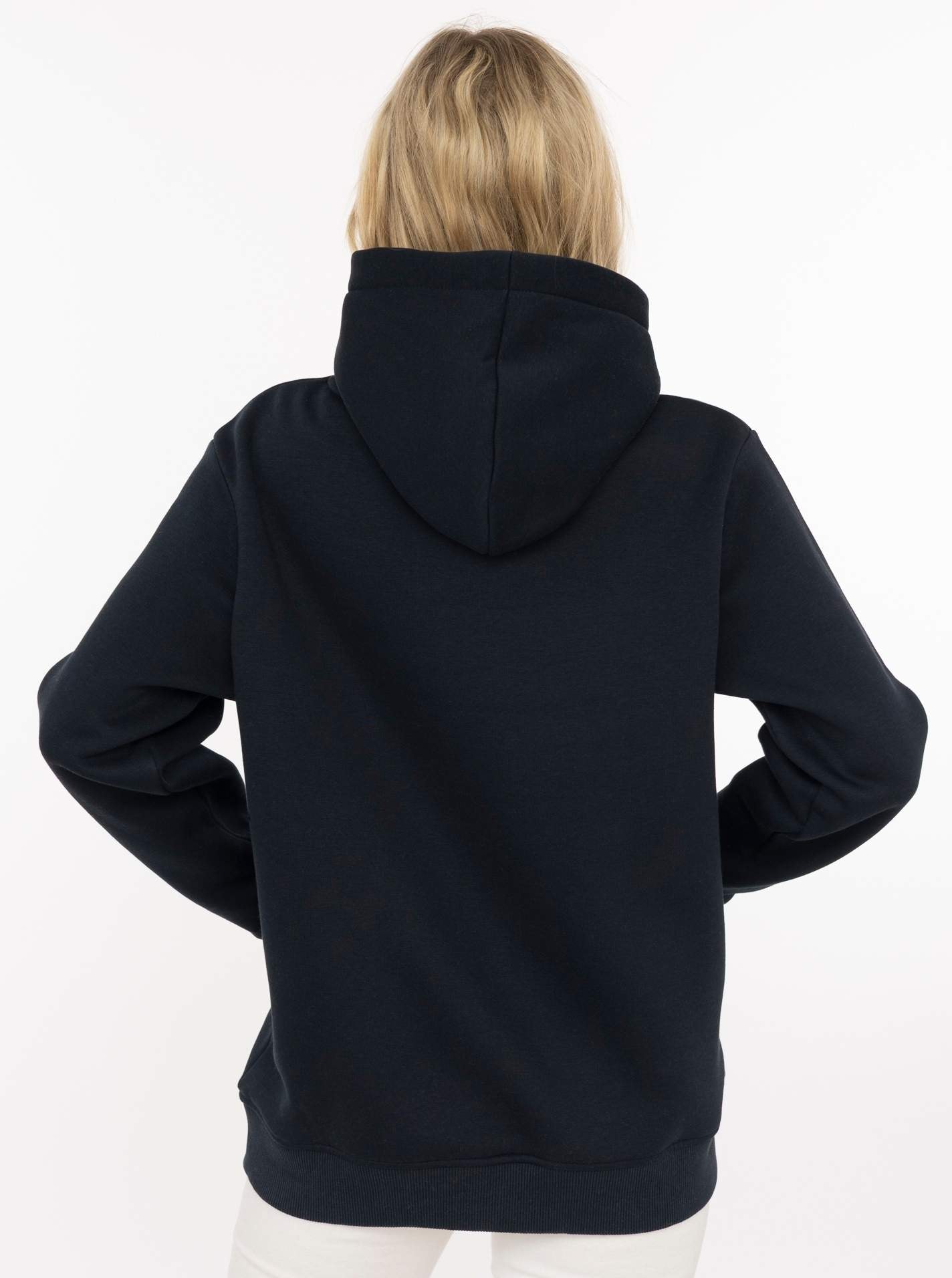Zwillingsherz Hoodie »"Be Happy!"«, gestreifte Bündchen, Aufdruck auf Brust, Kapuze, Kängurutasche

