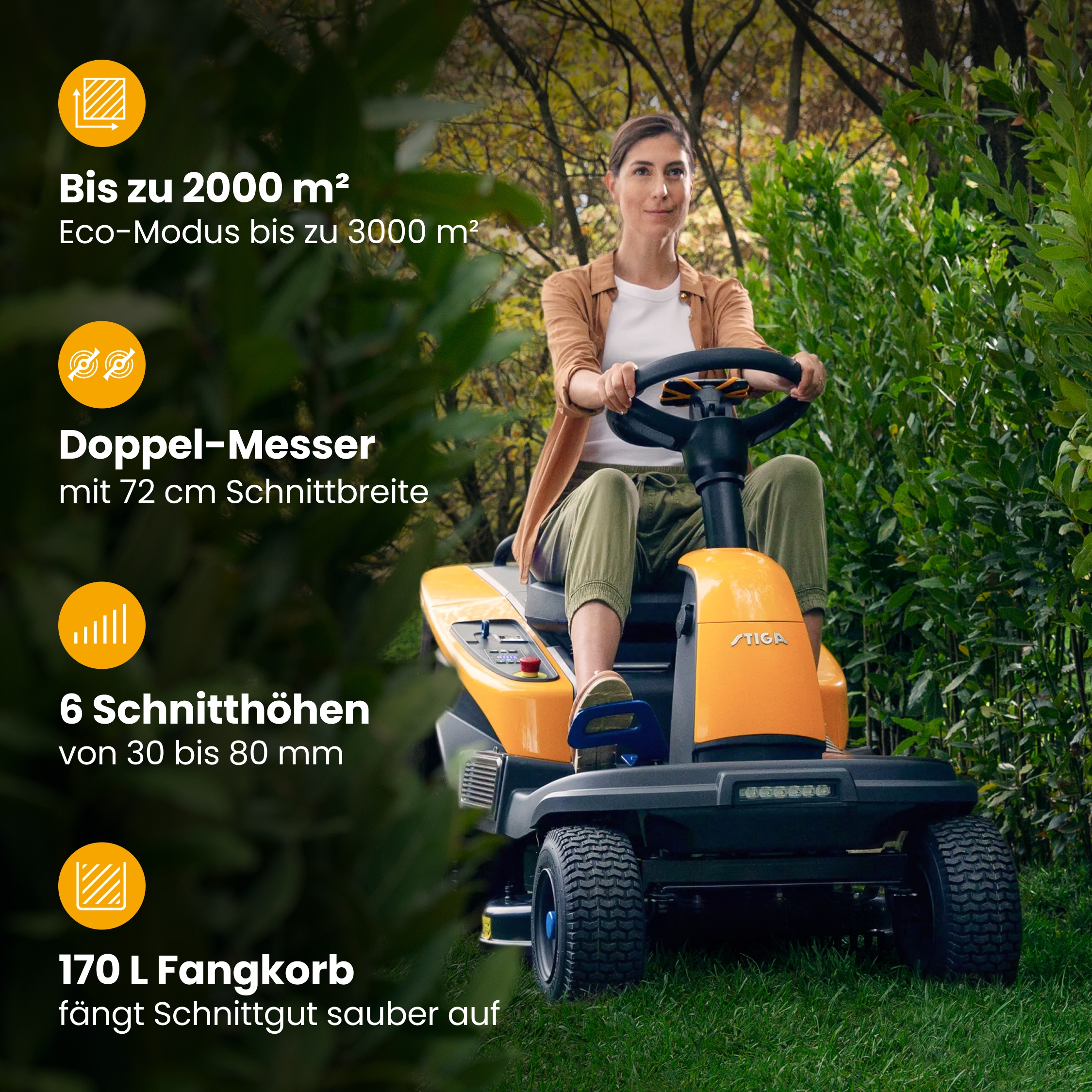 STIGA GARDEN Akku-Rasentraktor »Swift 372e Kit« für Flächen bis 2000 m², Doppel-Messer Mähdeck, Tempomat