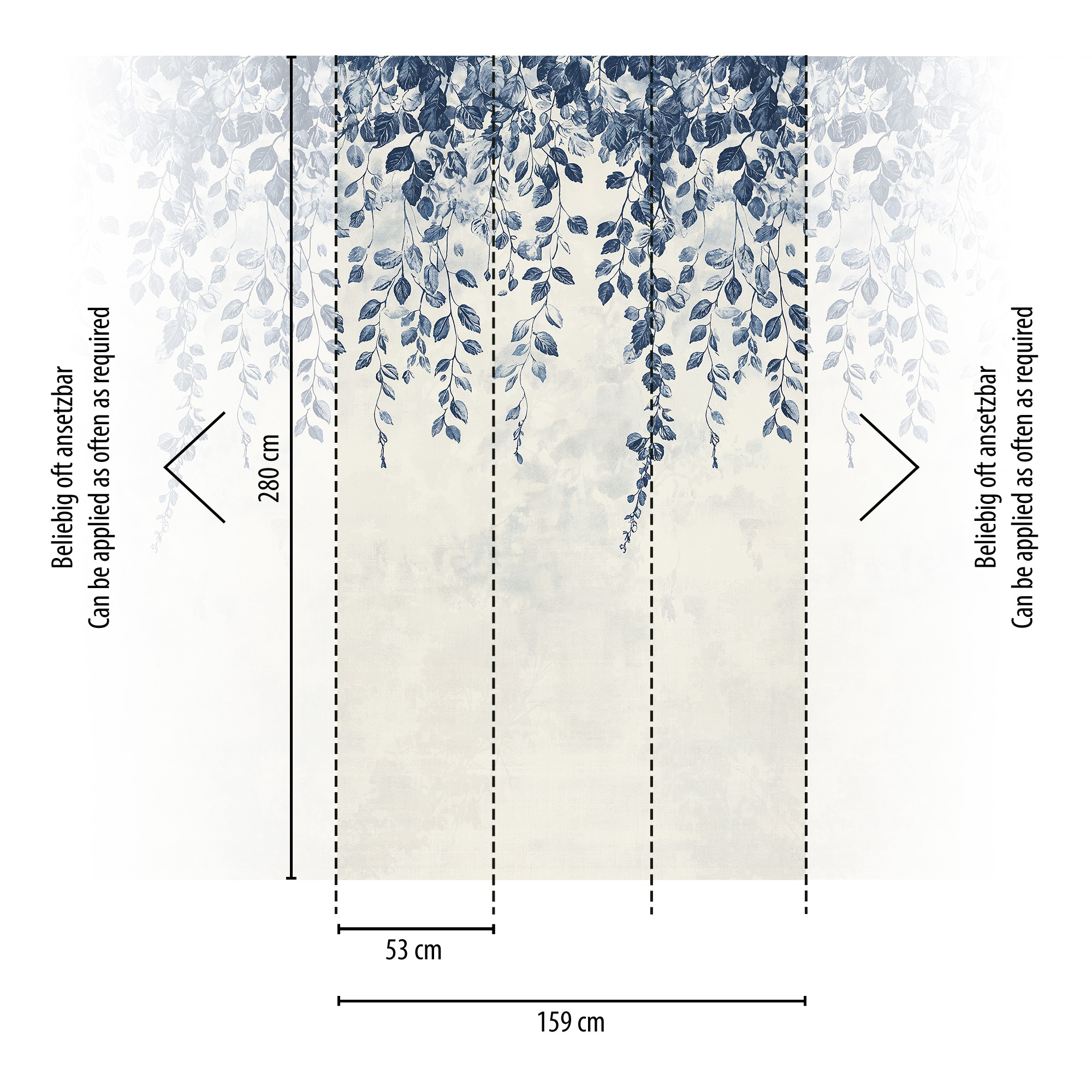 CosmoLiving by Cosmopolitan Vliestapete »Hanging Garden Fototapete erweiterbar« matt strukturiert Blätterranken in sanftem Farbverlauf