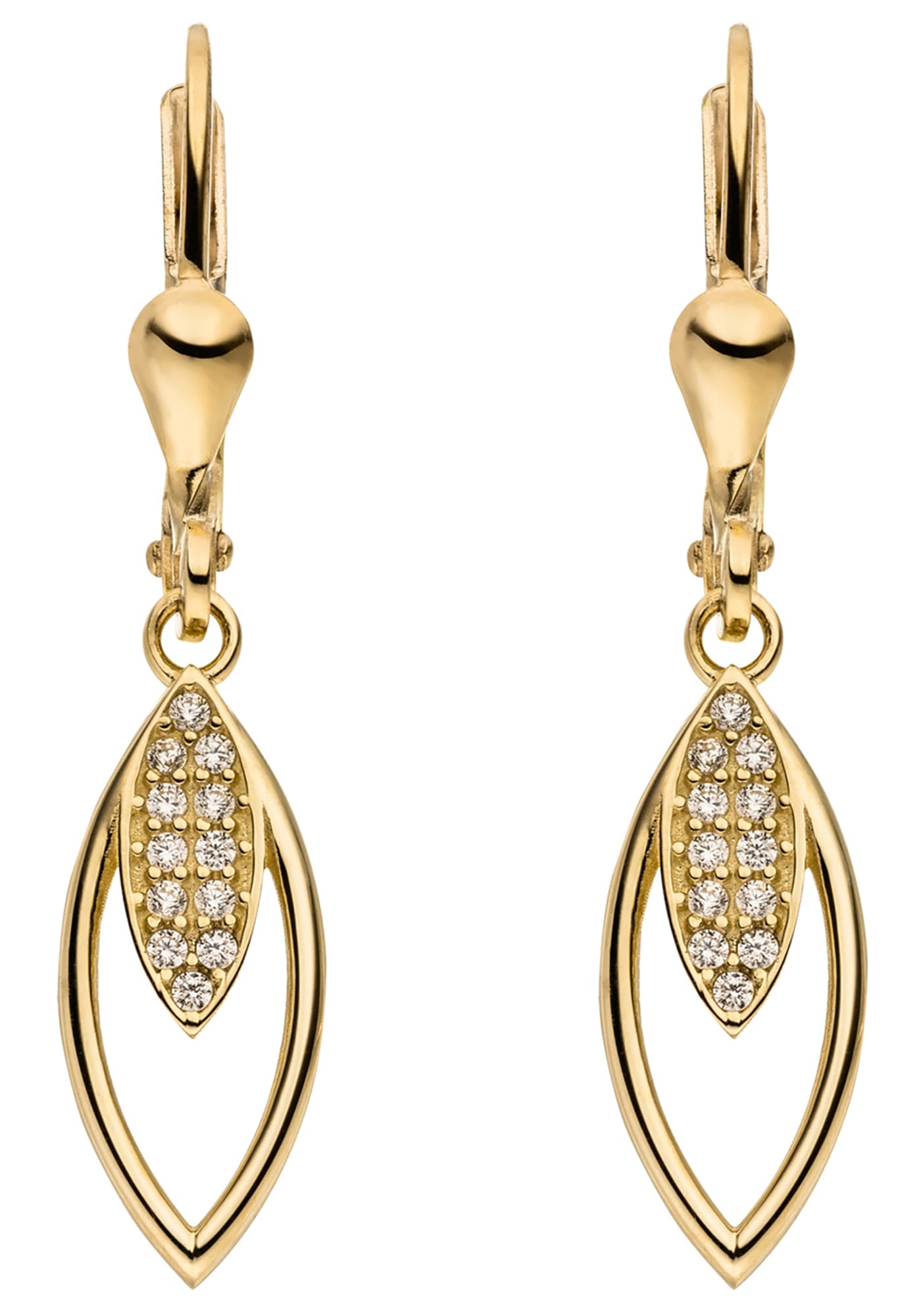 JOBO Paar Ohrhänger »Ohrringe hängend 31 mm« 8 Karat 333 Gold mit 24 Zirkonia