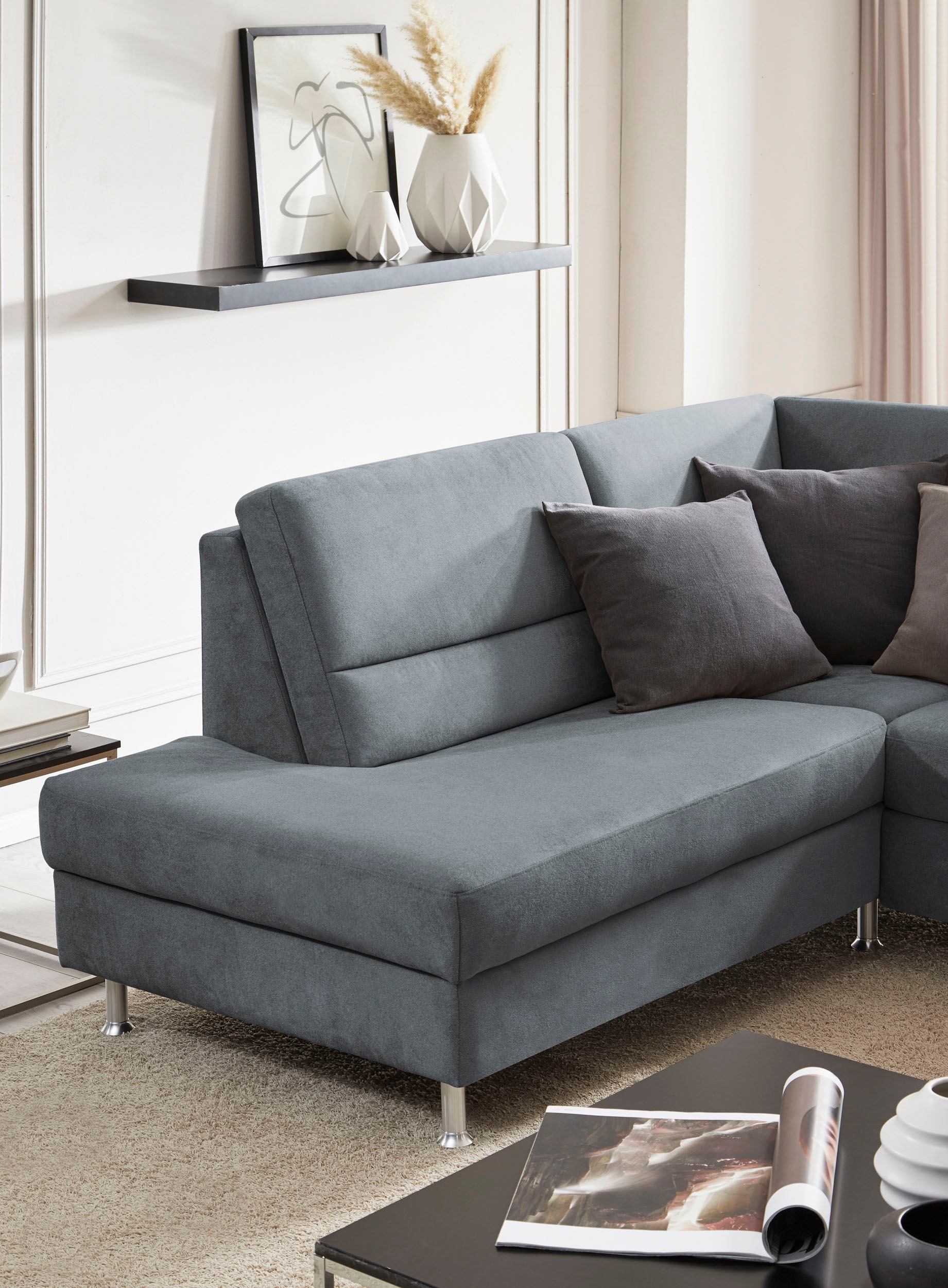CALIZZA INTERIORS Ecksofa »Onyx L-Form«, Ottomane links oder rechts, wahlweise mit Bettfunktion, Breite 257 cm