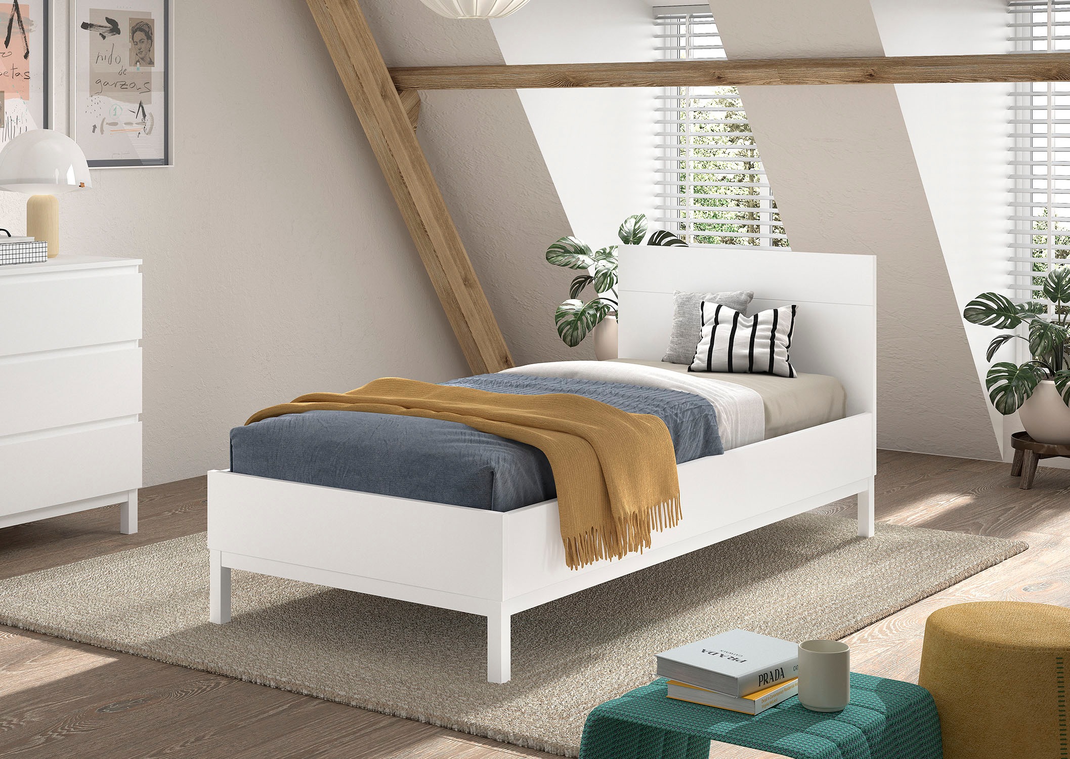 Vipack Einzelbett "in gradlinigem Design, glattem Kopfteil und pflegeleicht günstig online kaufen