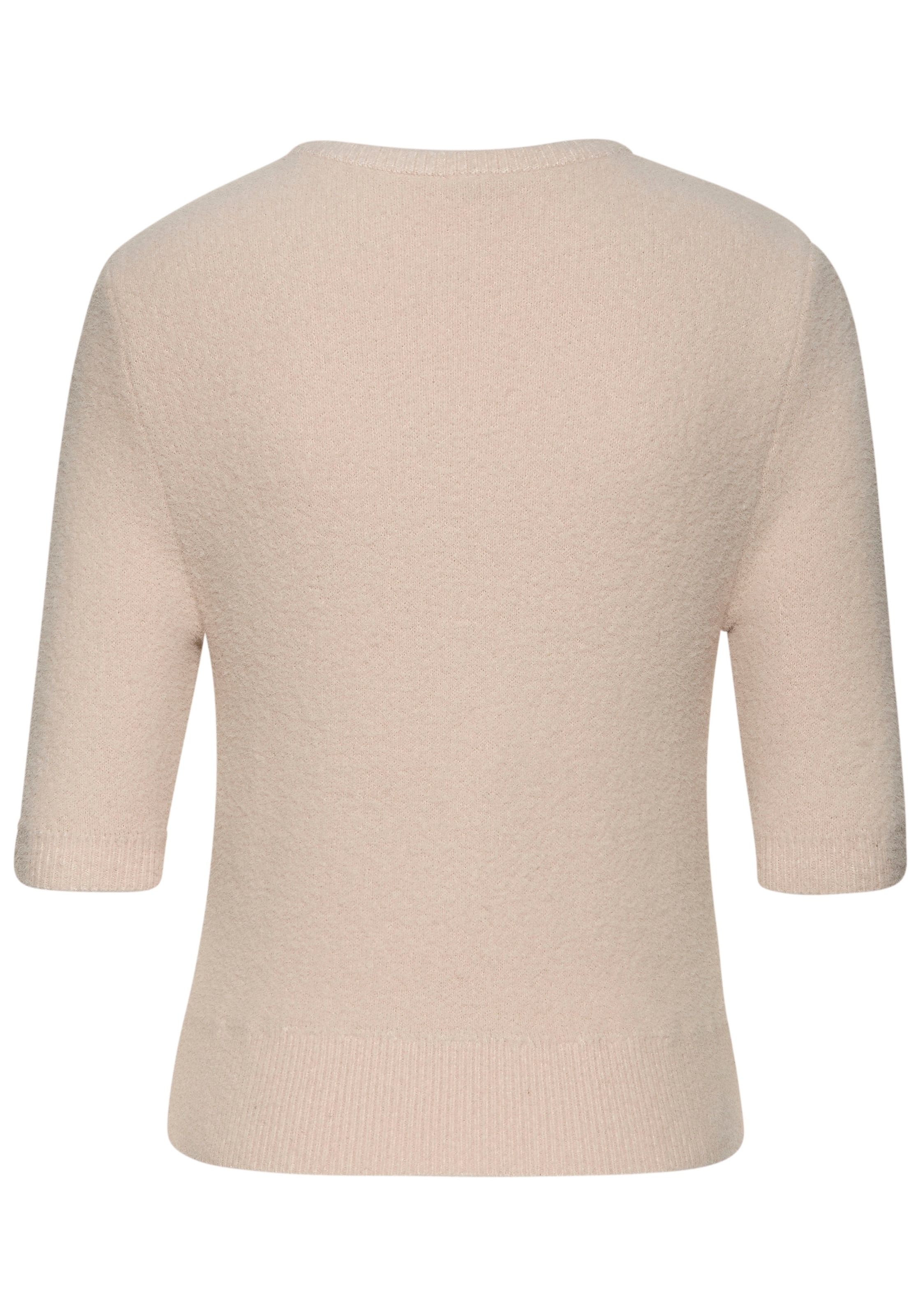 LASCANA Kurzarmpullover, flauschiger Strickpullover, figurnaher Schnitt