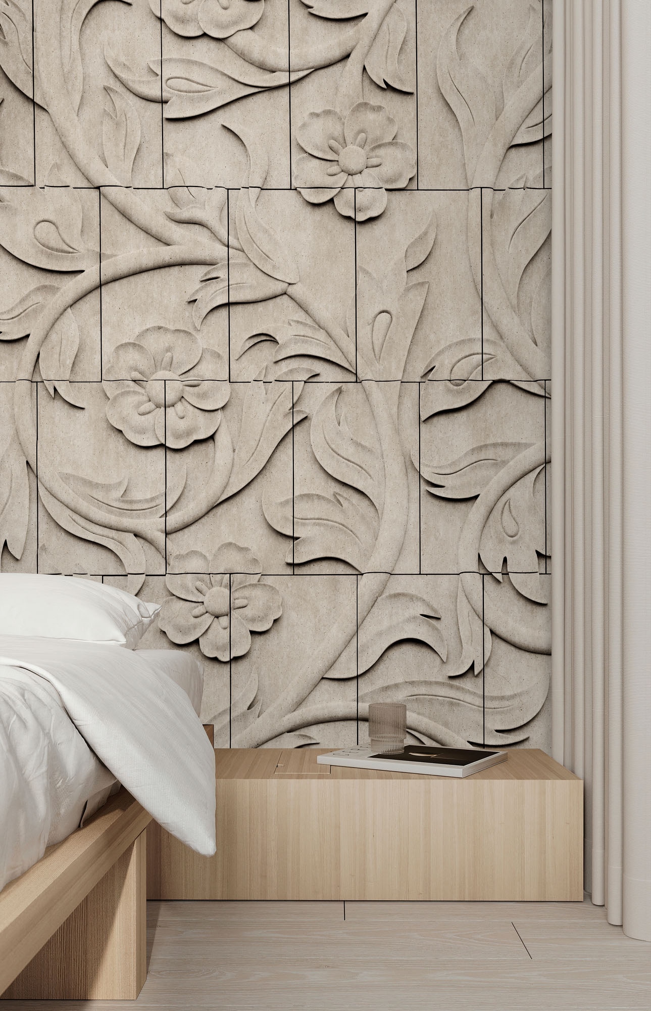 living walls Fototapete »Walls by Patel 5 Fototapete Florales 3D-Relief« 3D-Optik glatt Florales 3D-Relief auf 200 g/m² Premium-Vlies