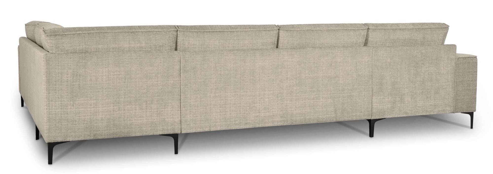 Places of Style Wohnlandschaft »XXL Sofa Oland, Struktur, Flachgewebe, Luxus-Microfaser, Boucle«, U-Form, 342 cm, Wellenunterfederung, Skandi-Design, Metallfüße