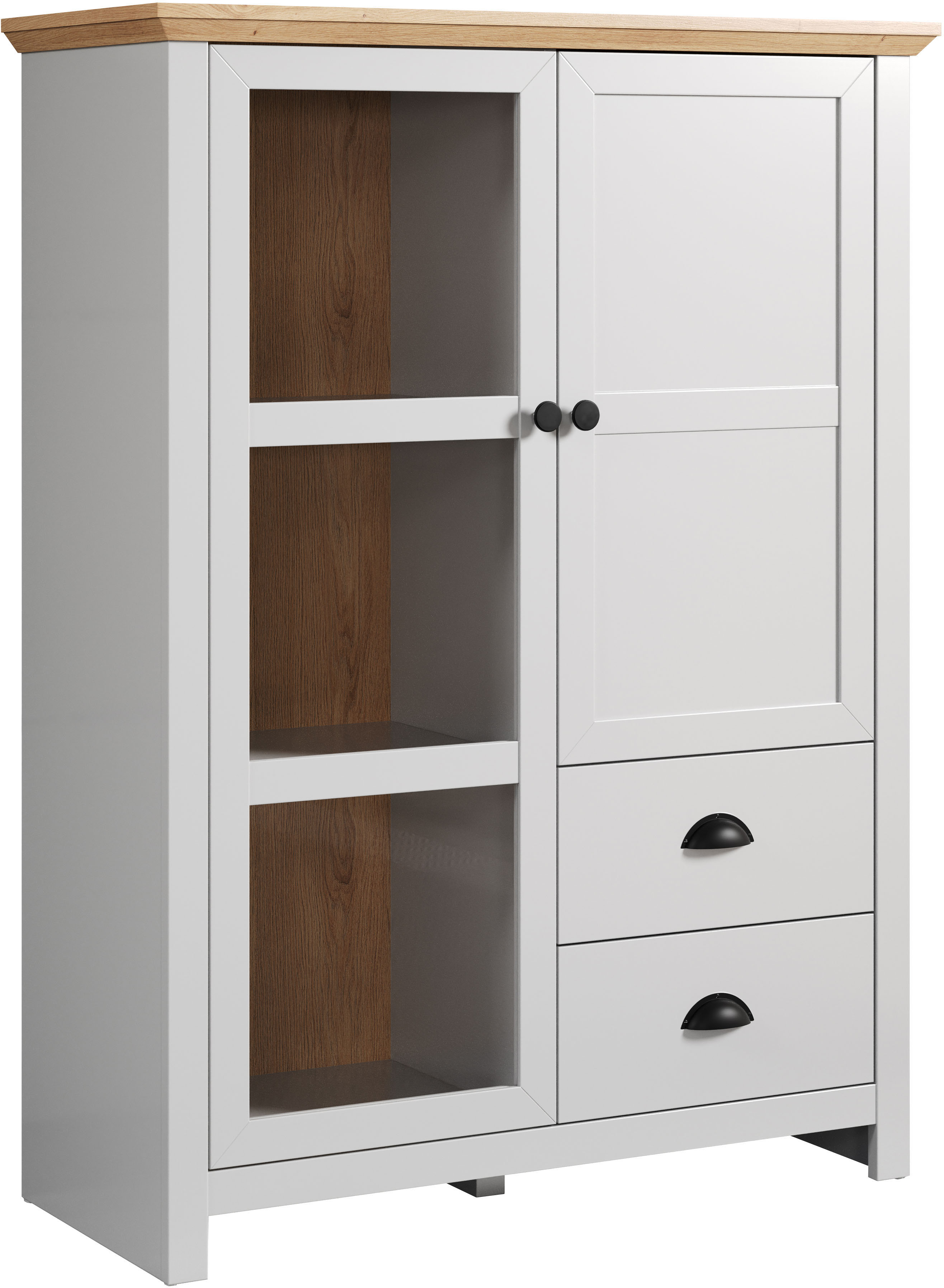 Thumbnail - Home affaire Highboard "Herzwill", Breite 97 cm, Höhe 130 cm, Stauraum, Türen und Korpus, mattes Grau