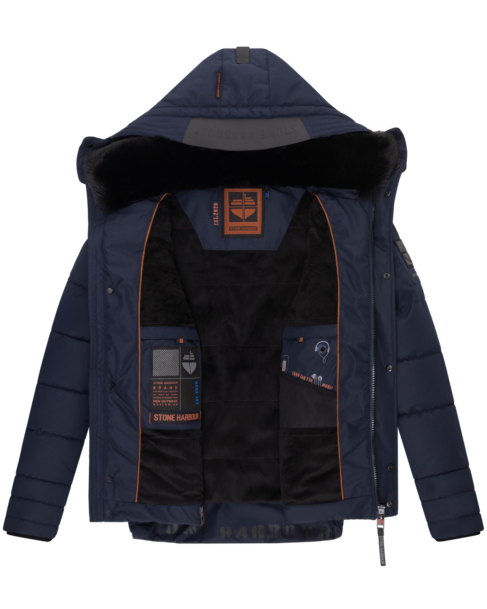 Stone Harbour Steppjacke »Witas«, mit Kapuze, gesteppte Herren Winterjacke mit abnehmbarer Kapuze