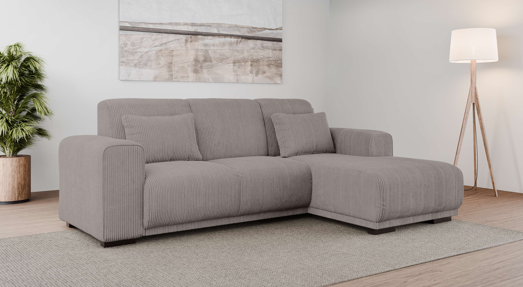 OTTO home Ecksofa "BORNHOLM L-Form, B: 234 cm - OTTO. Verlässliche Qualität." Recamiere links oder rechts bestellbar, Wellenfederung, inkl. 2 Kissen