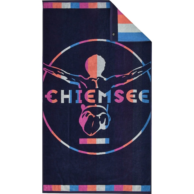 Chiemsee Strandtuch »Ibiza«, (1 St.), saates Marineblau mit einem  pastelfarbigen Logodruck | BAUR