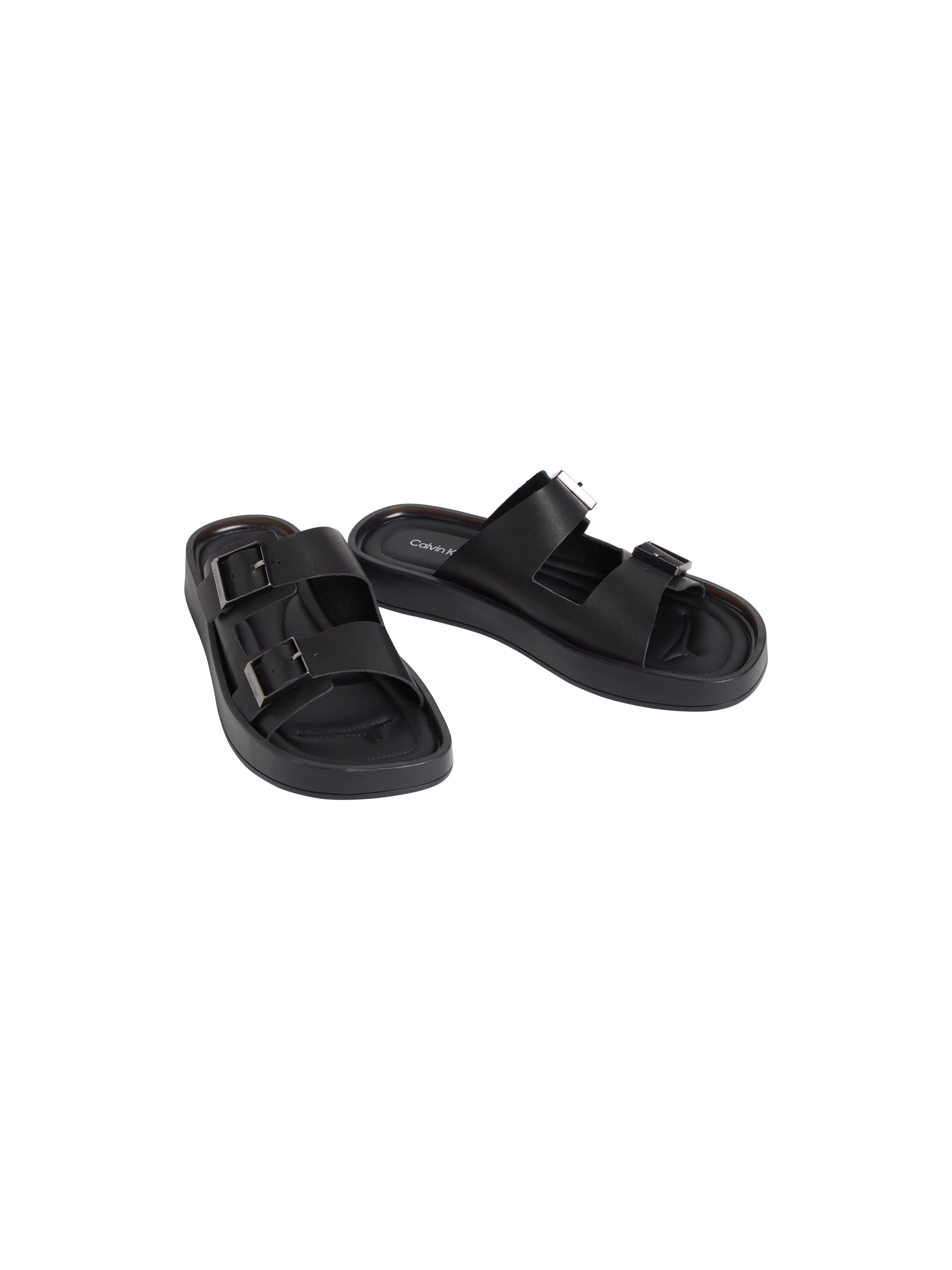 Calvin Klein Pantolette "ERGON DOUBLE BAR SANDAL LTH" Strandschuh, Sommersc günstig online kaufen
