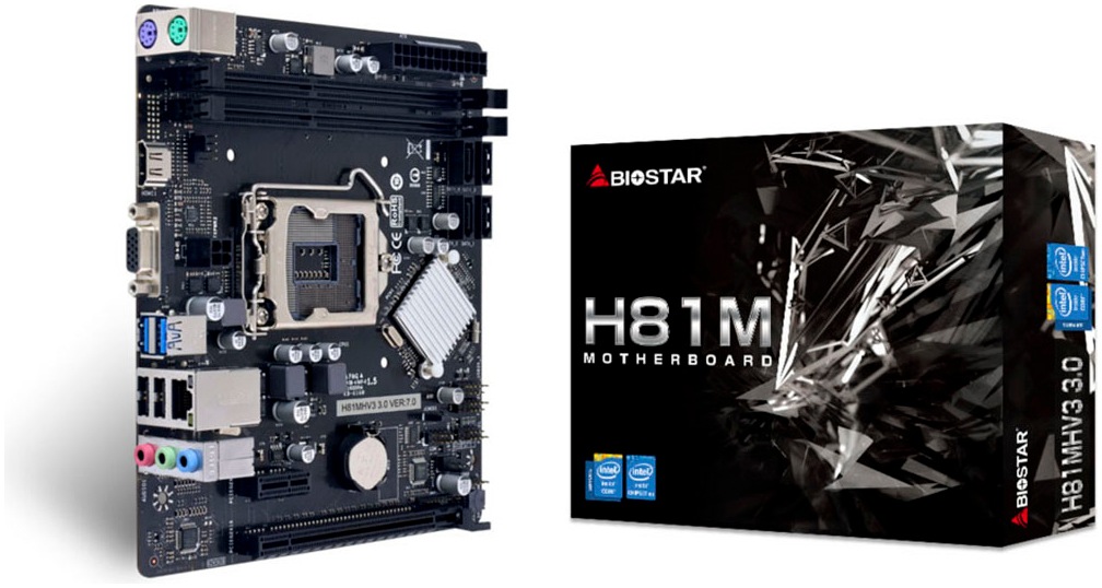 BIOSTAR Mainboard "H81MHV3 3.0 H81", B:19,3cm H:5,2cm T:25,5cm, silber, Mainboards
