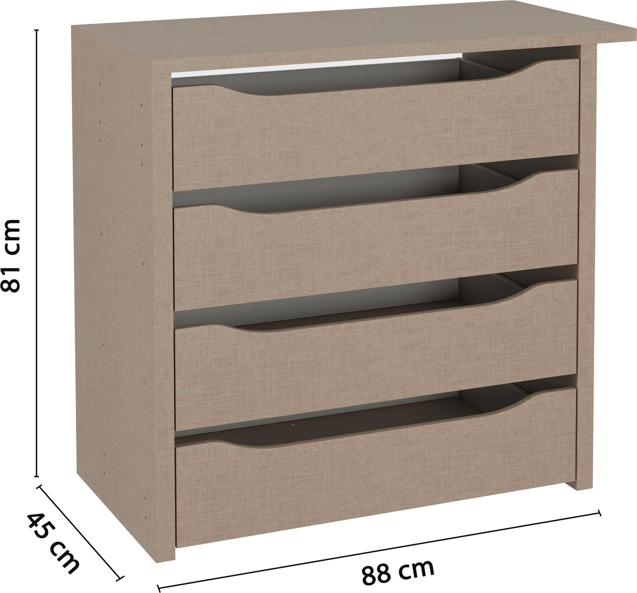 rauch Schubladeneinsatz »Zubehör für Rauch-Schränke Garderobe Kleiderschrank Schrank« mit 4 Schubladen, Breite 88 cm, Tiefe 45 cm, MADE IN GERMANY
