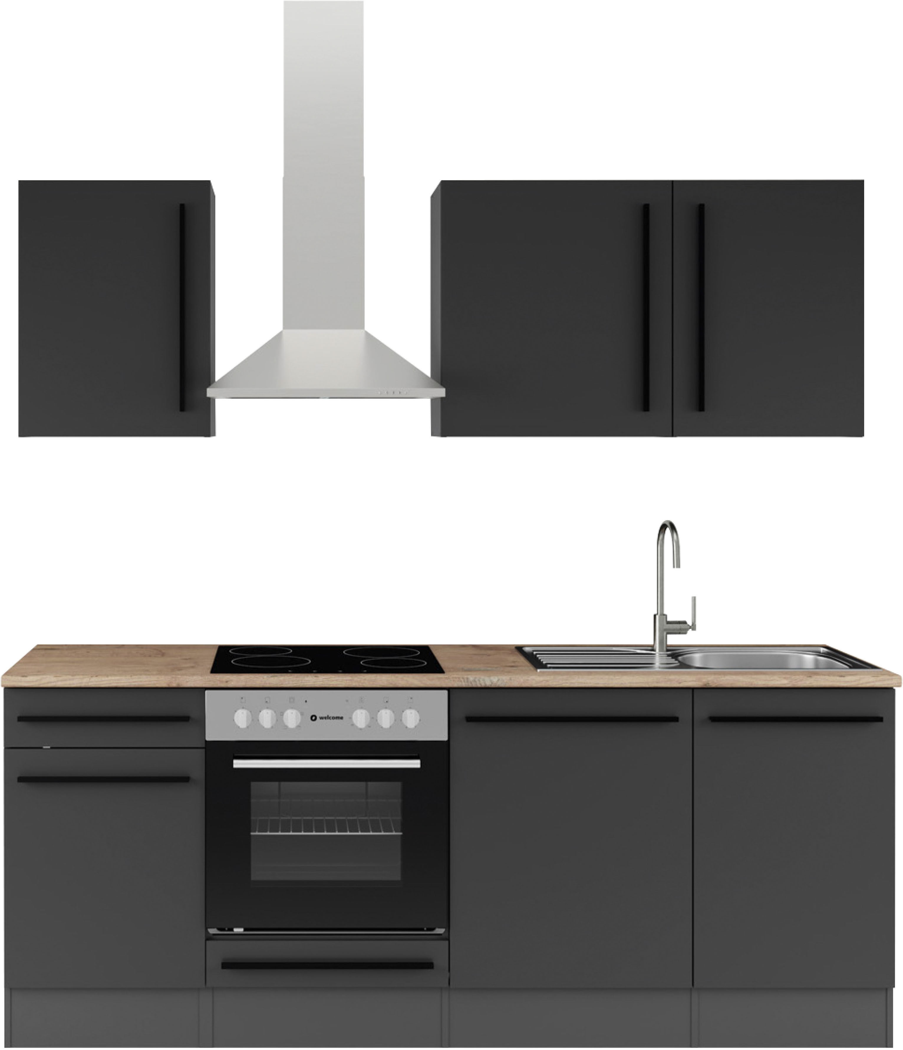 BASIC by Balculina Küchenzeile "Jazz" Breite 220 cm, wahlweise mit E-Geräten