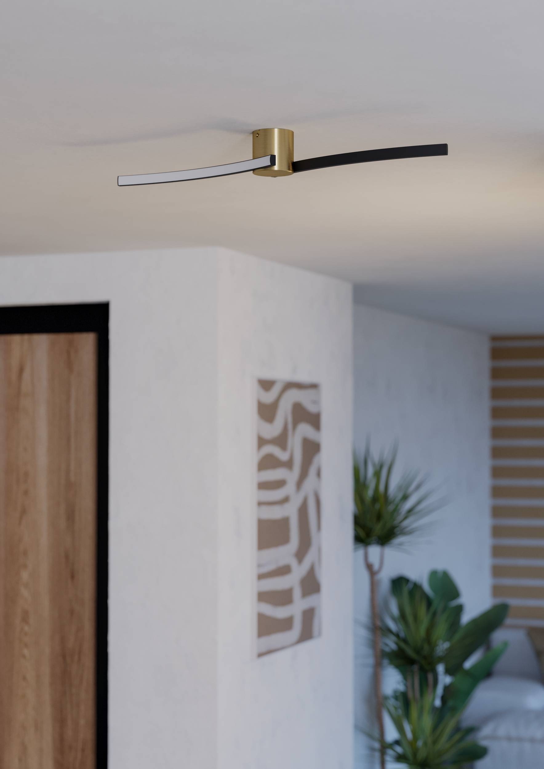 EGLO Deckenleuchte »Aieta Deckenlampe schwarz messing, Bürolampe, LED Lampe, Leuchte« LED-Modul 1 Stk. Neutralweiß Wand-/Deckenleuchte - L72 x B13 x H8 cm - 12W inkl.