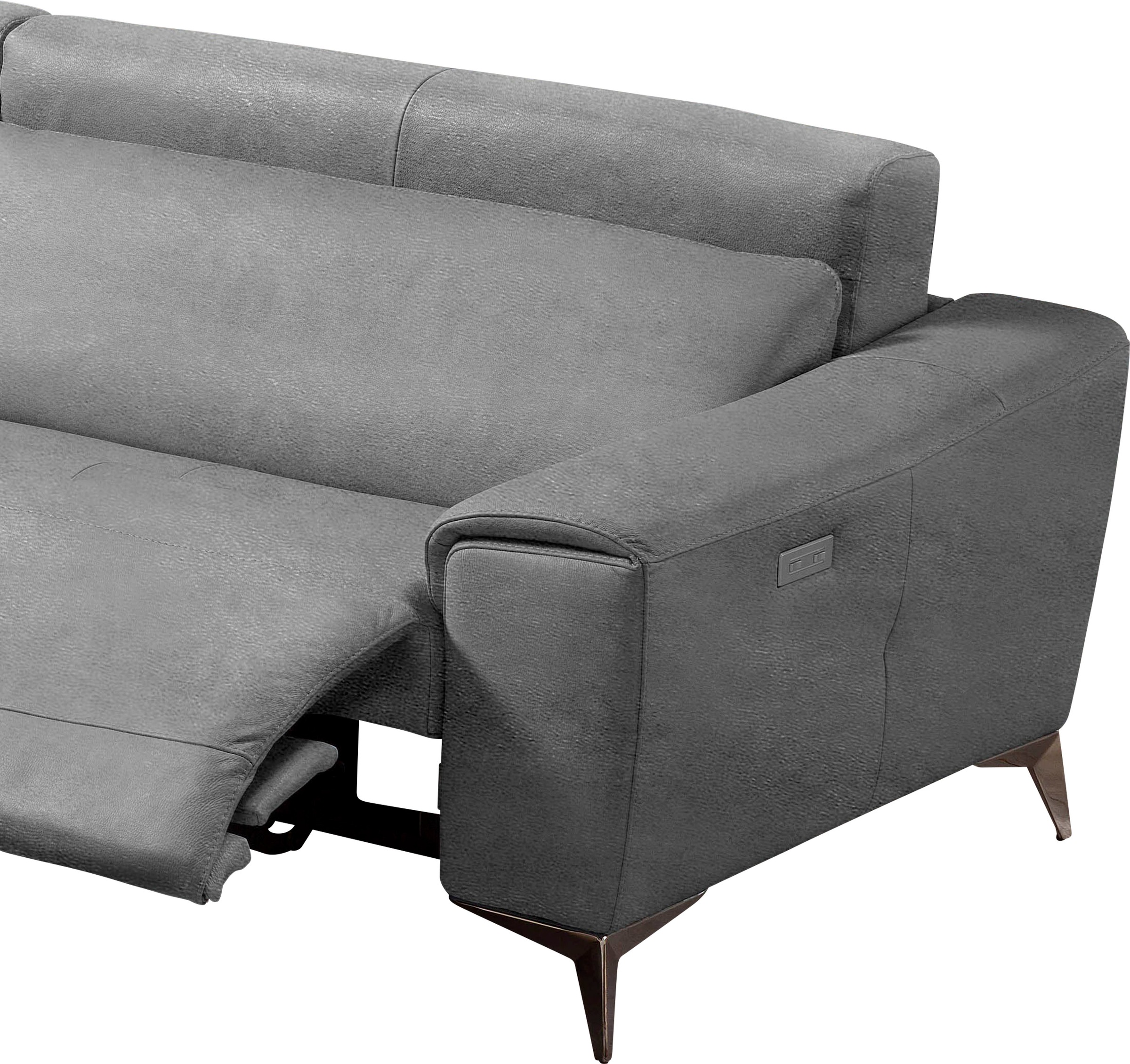 Egoitaliano Ecksofa »Suzette, Designsofa mit hohem Sitzkomfort«, mit Recamiere, inkl. 1 elektronischen Relaxfunktion, L-Form