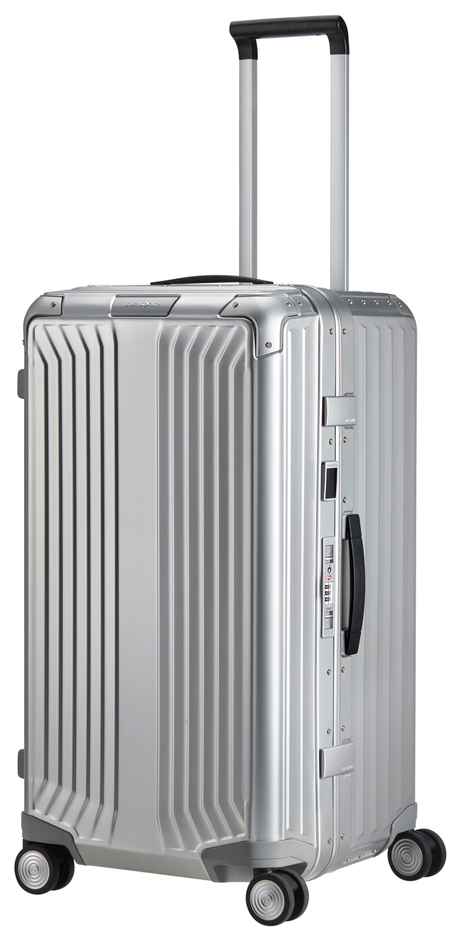 SAMSONITE Hartschalen-Trolley "LITE-BOX ALU TRUNK, verschiedene Größen und Farben", grau, Aluminium, Strukturmuster, festlich, Koffer, Koffer groß