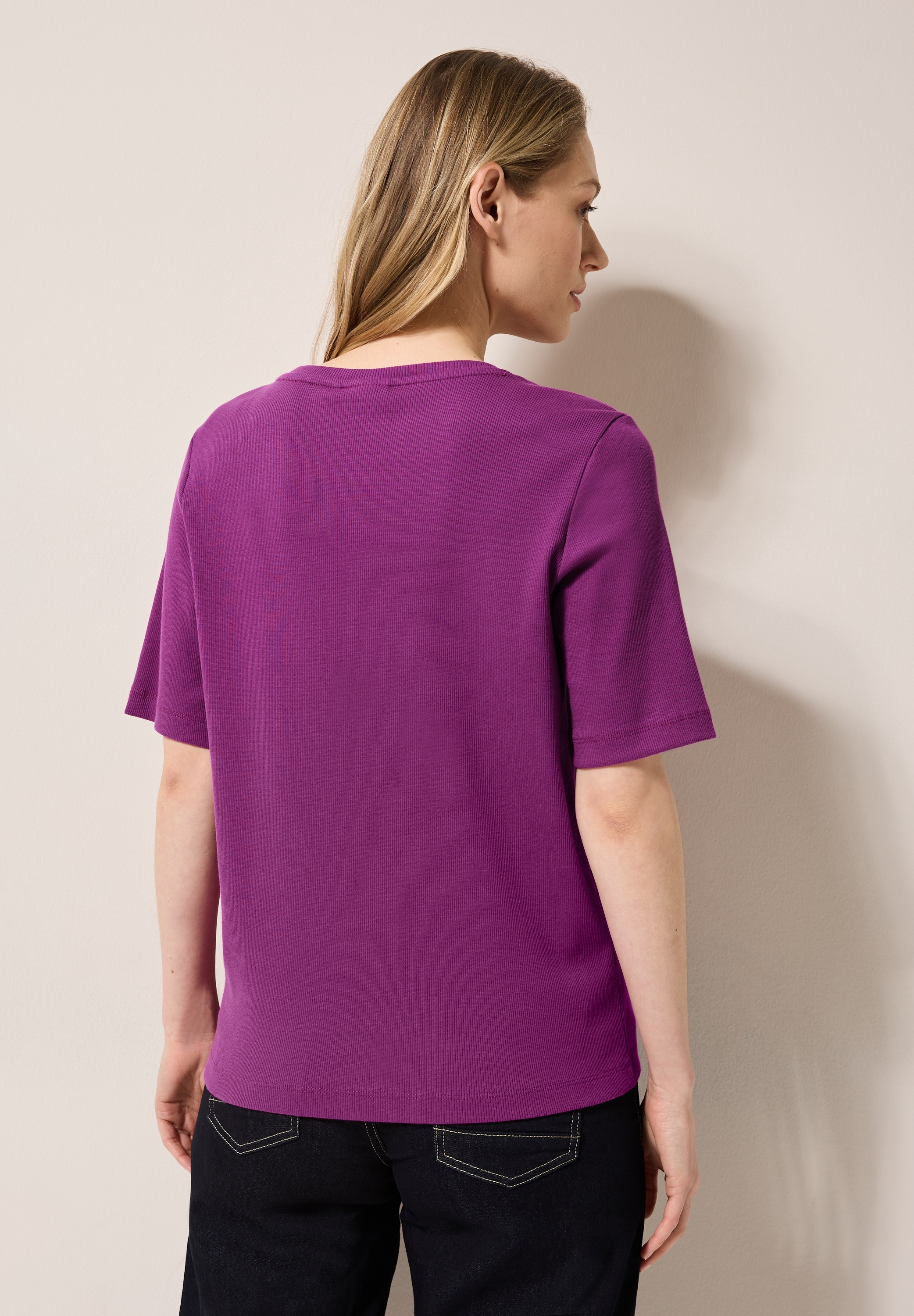 Cecil T-Shirt, mit feiner Ripp Struktur