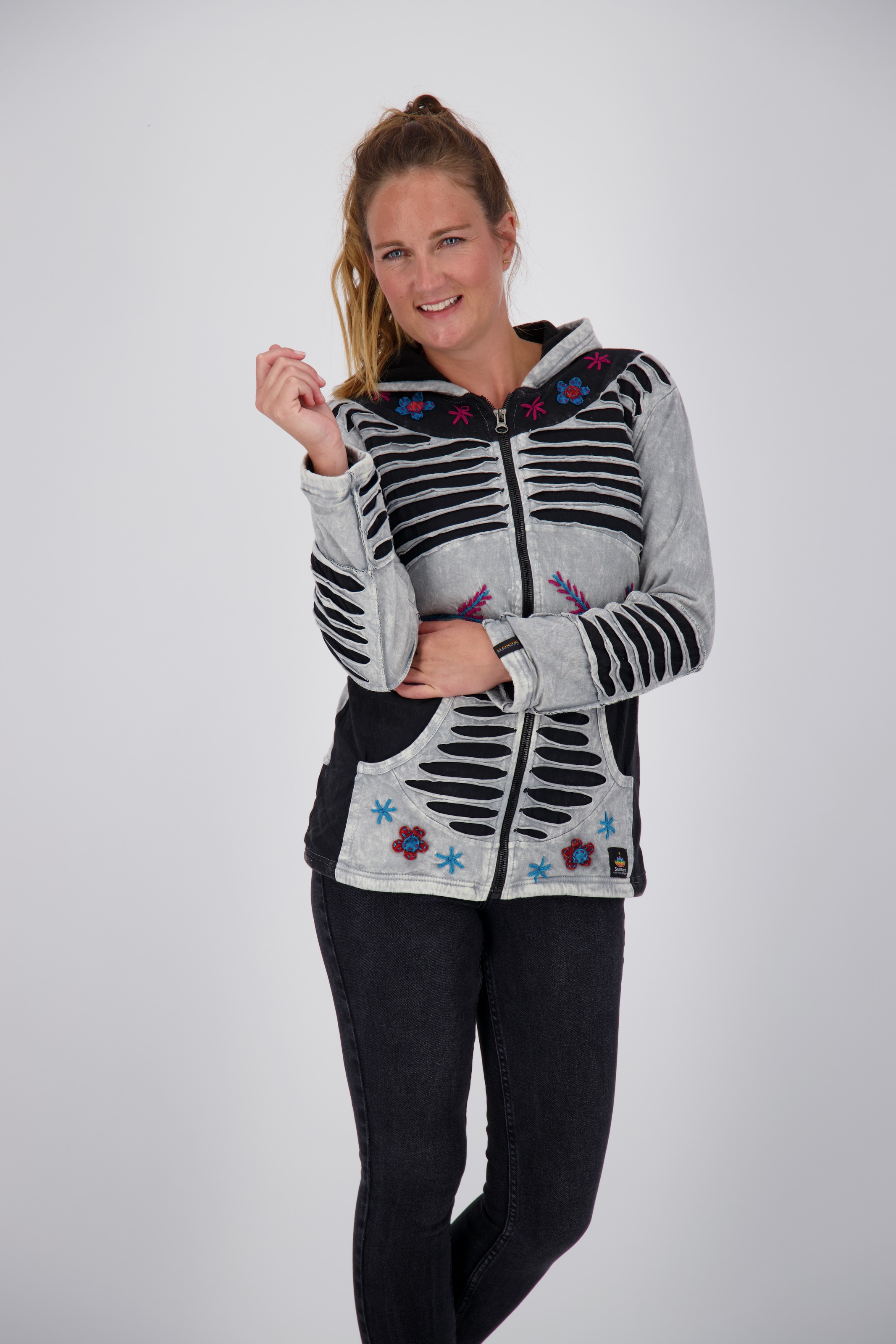 ankerglut Fleecejacke "Patchwork NUNAVUT LIGHT GRAY & NEW FLOWER POWER" günstig online kaufen